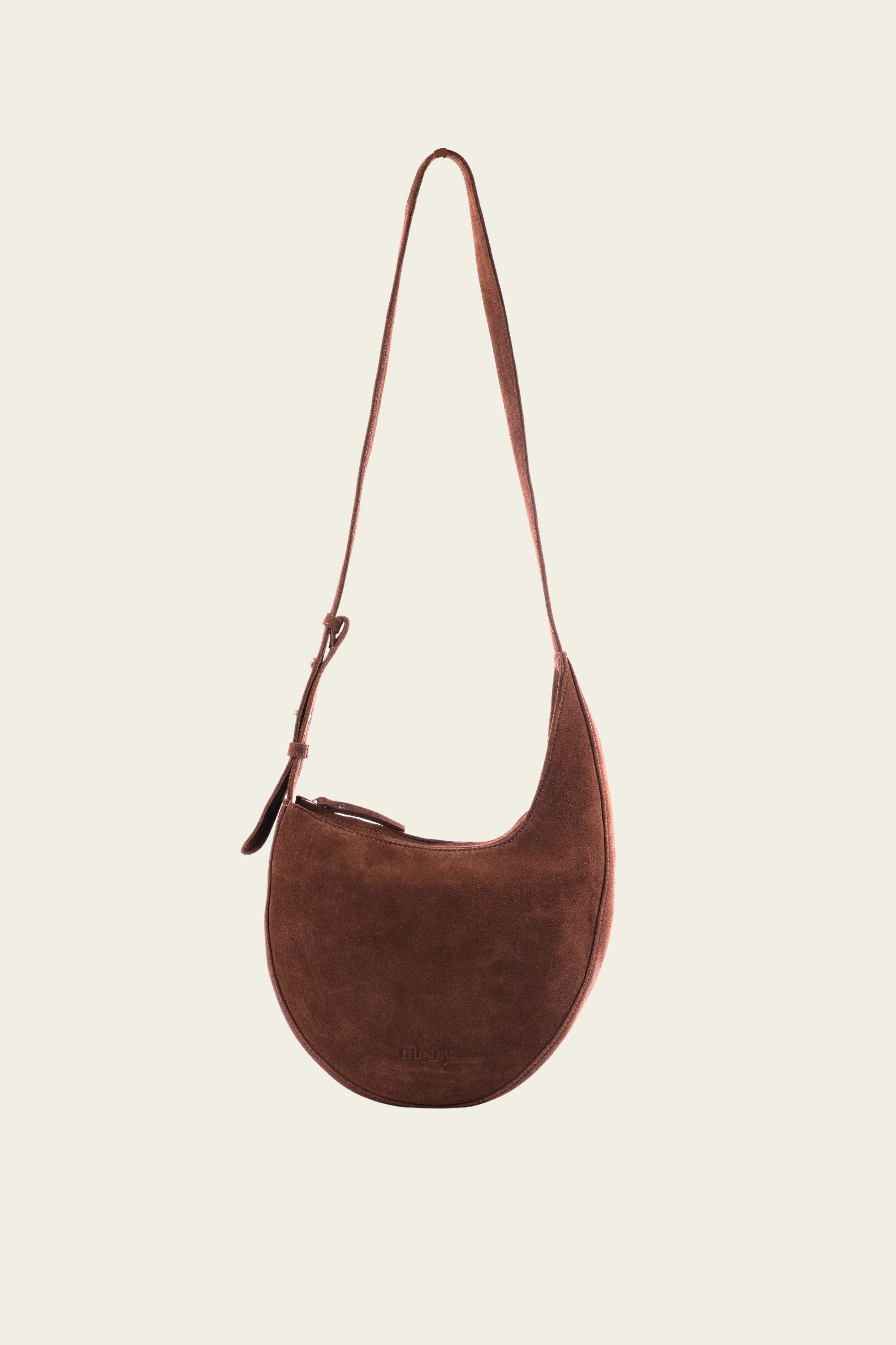 Luna Crossbody Bag in Brown Suede