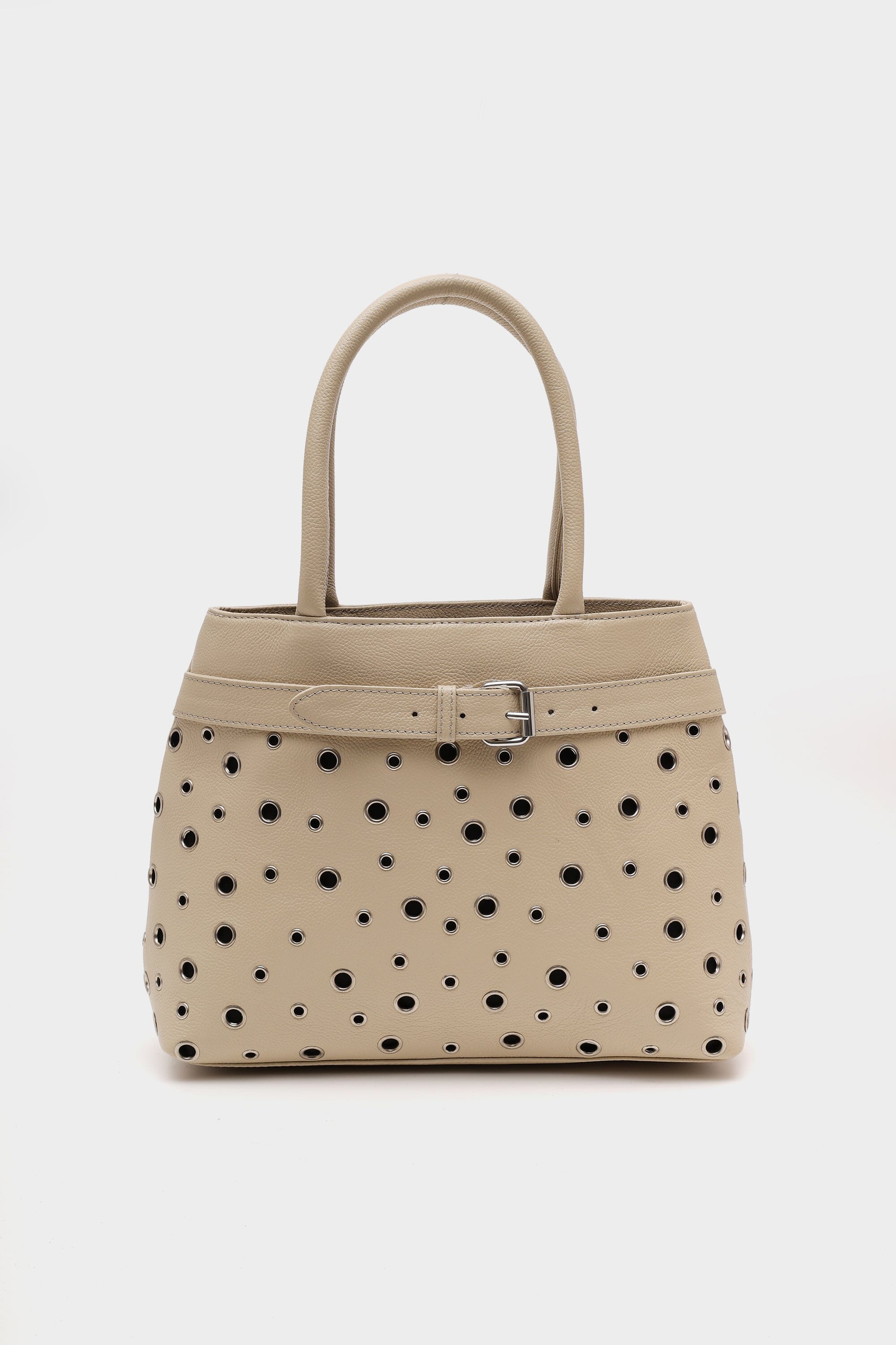 Becky in Pebbled Off White Leather