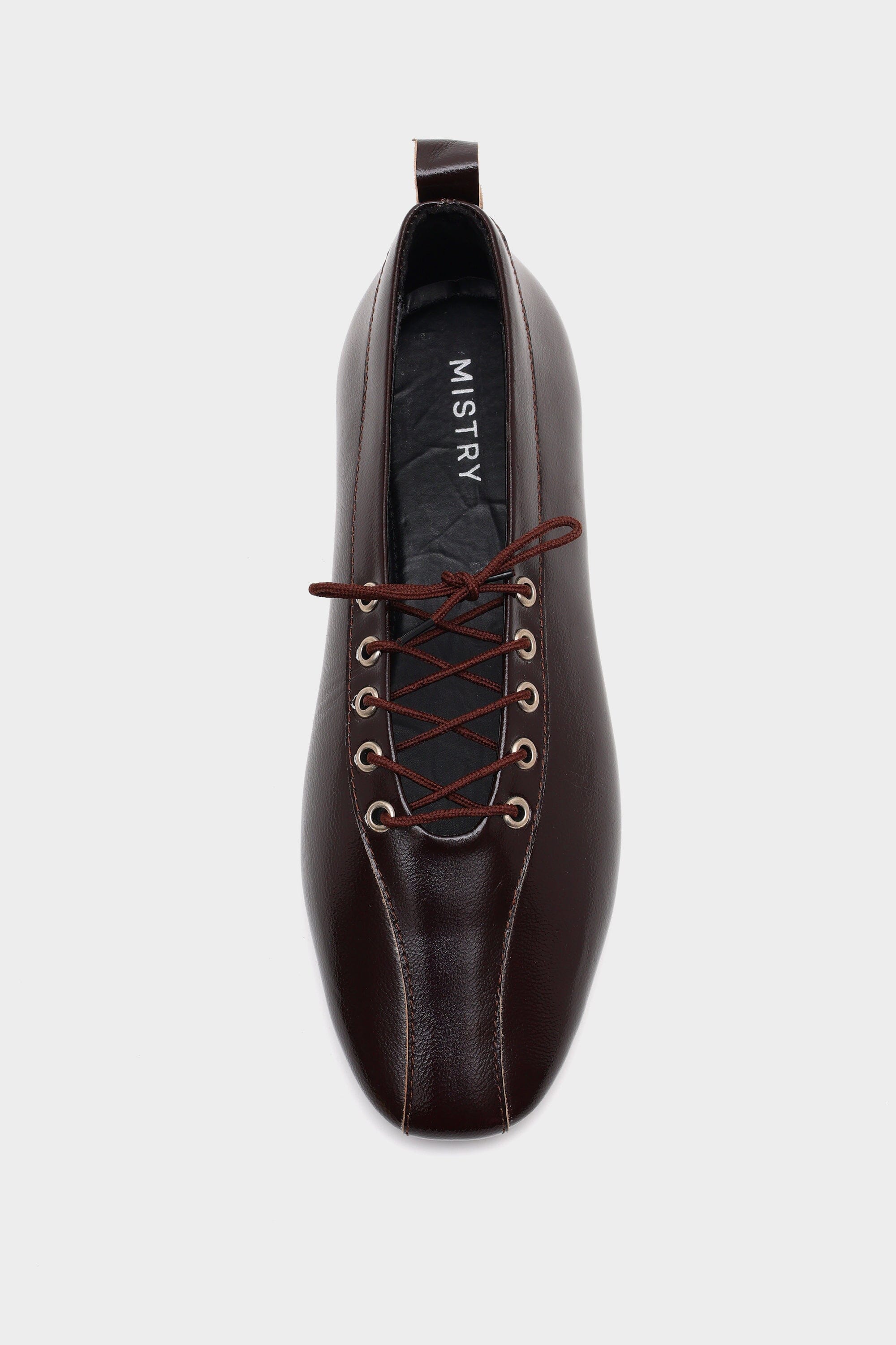 Lace-Up Ballerinas in Mahogany