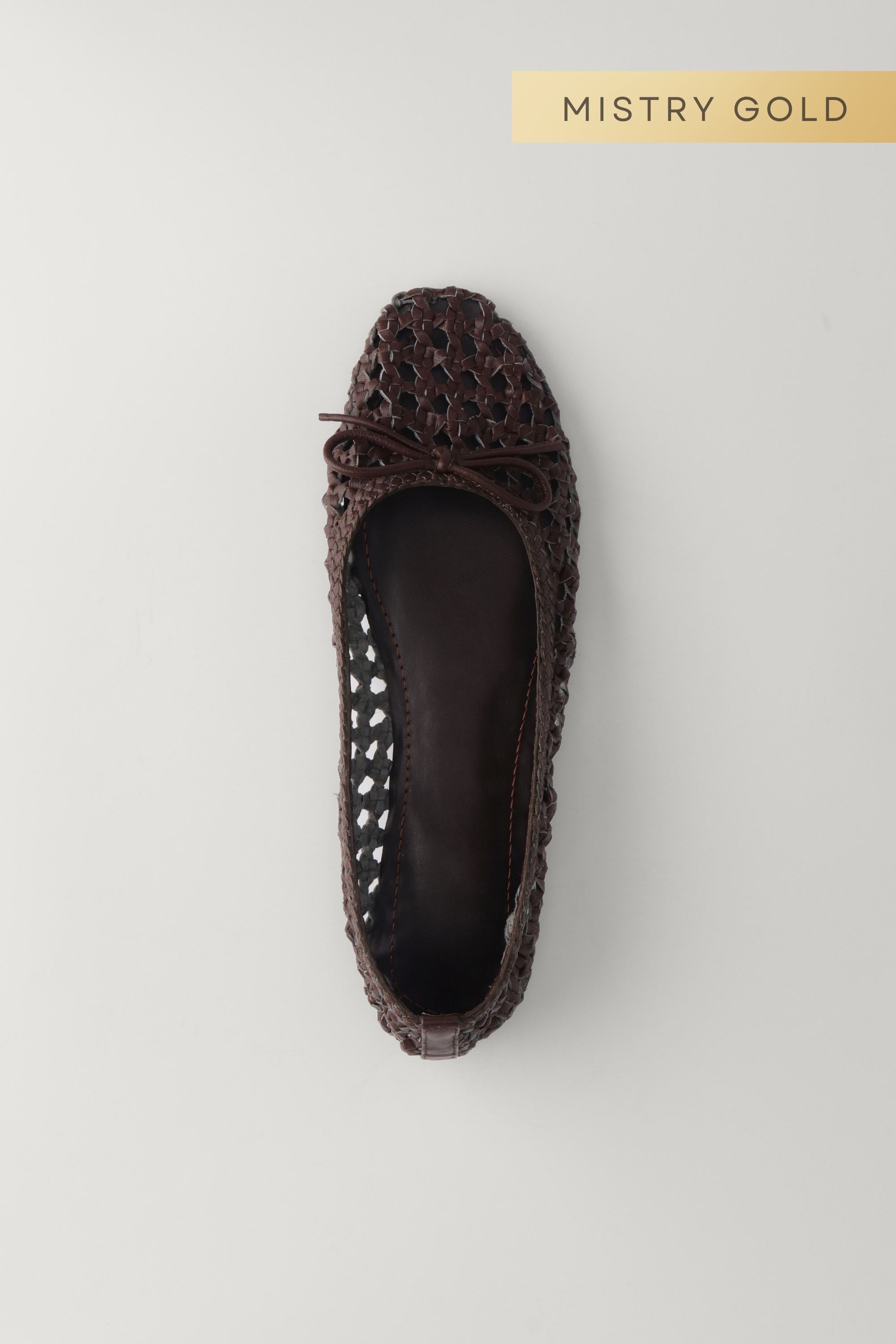 Woven Leather Ballerinas in Brown