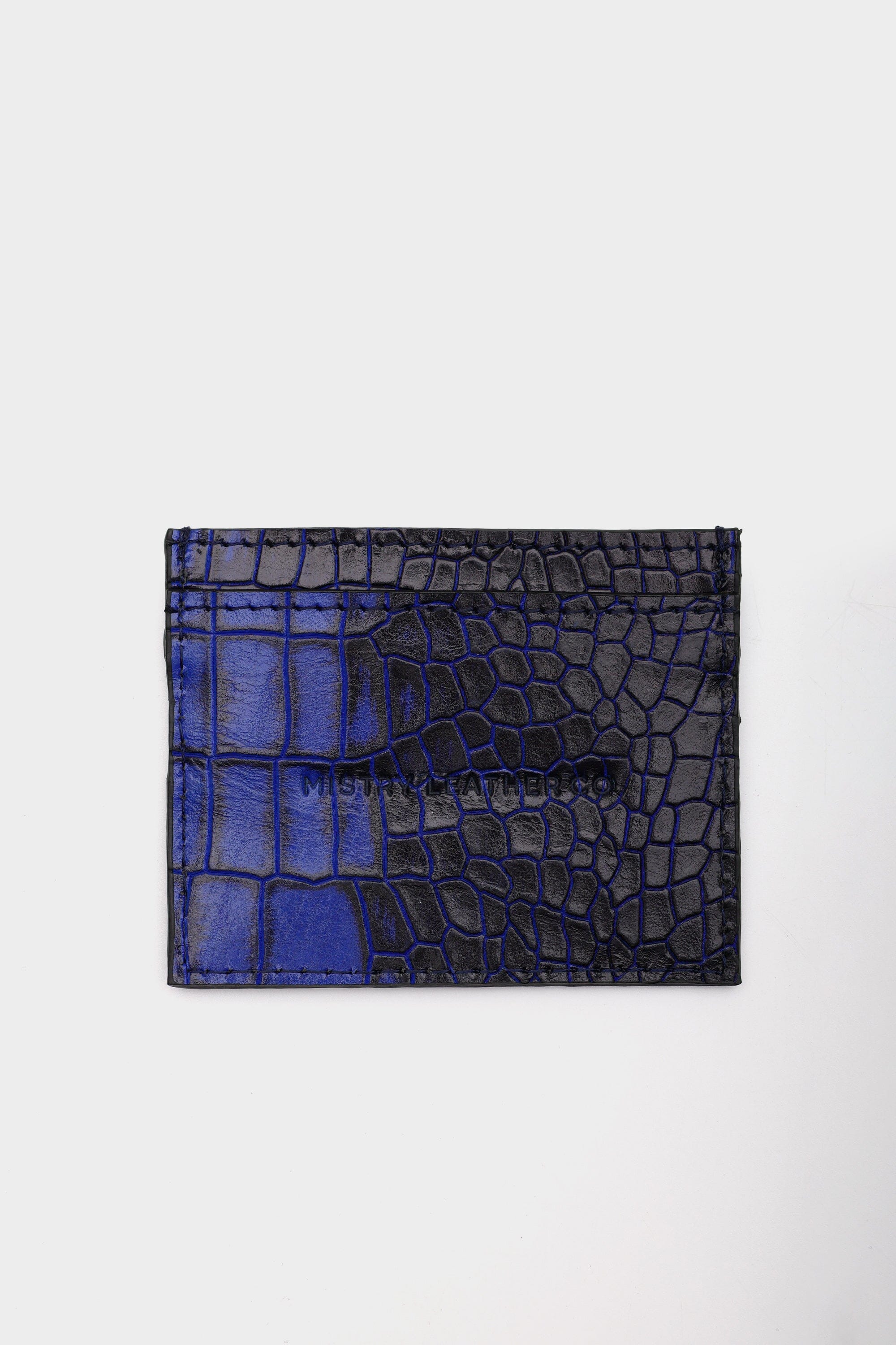 Croc Embossed Everyday Cardholder in Midnight Blue