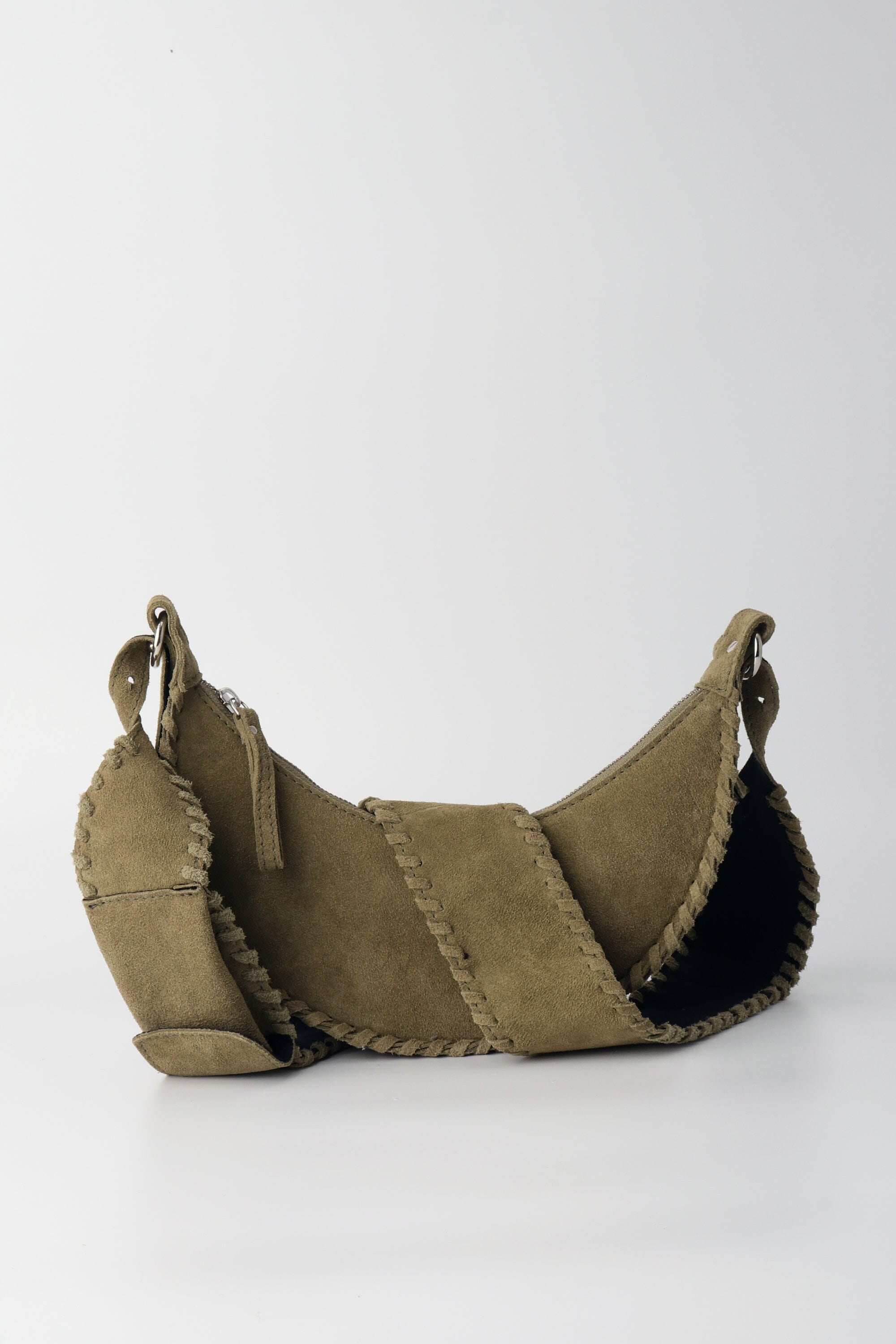 Selena - Olive Green Suede Whipstitch