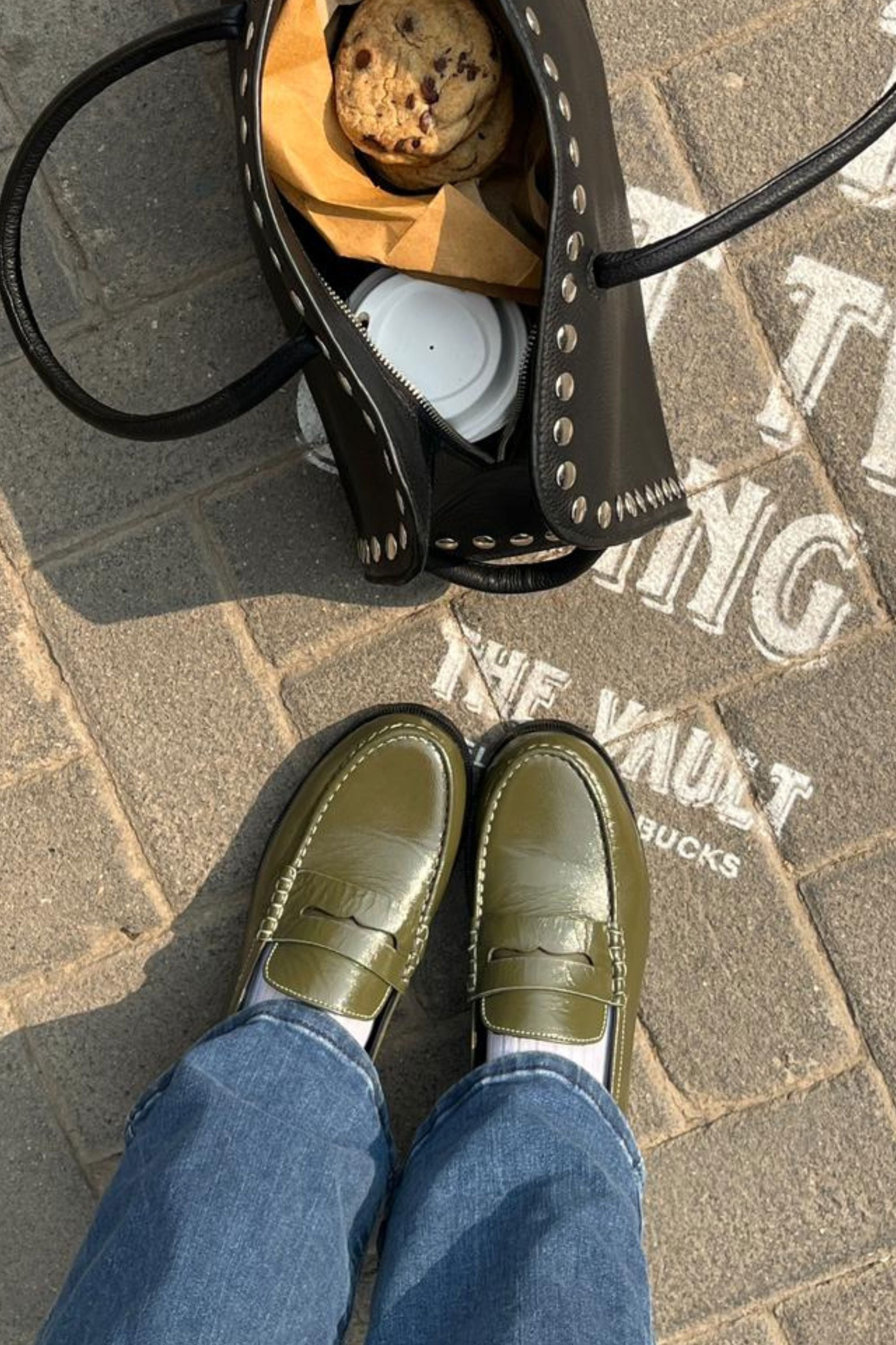 Classic Penny Cut Loafers in Olive Patent Leather
