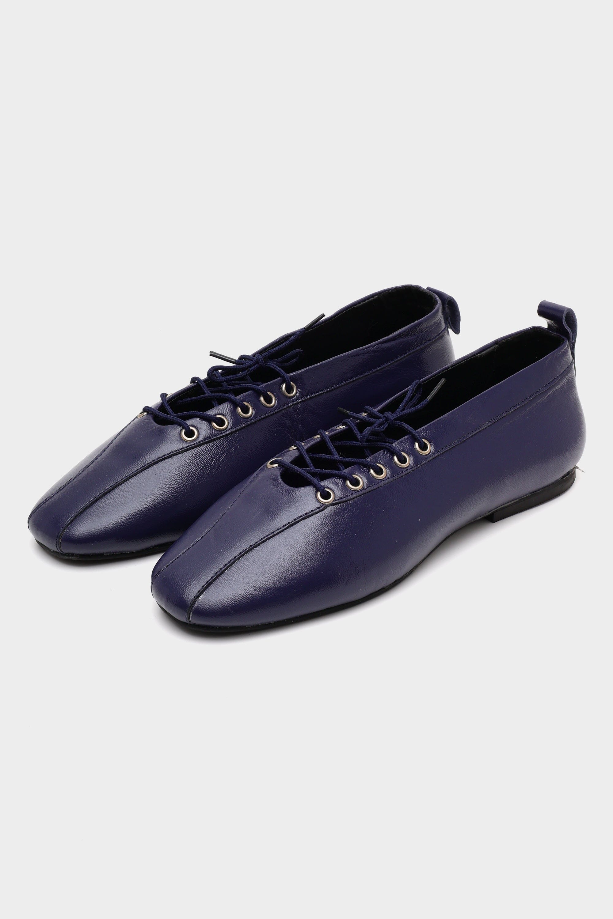 Lace-Up Ballerinas In Indigo