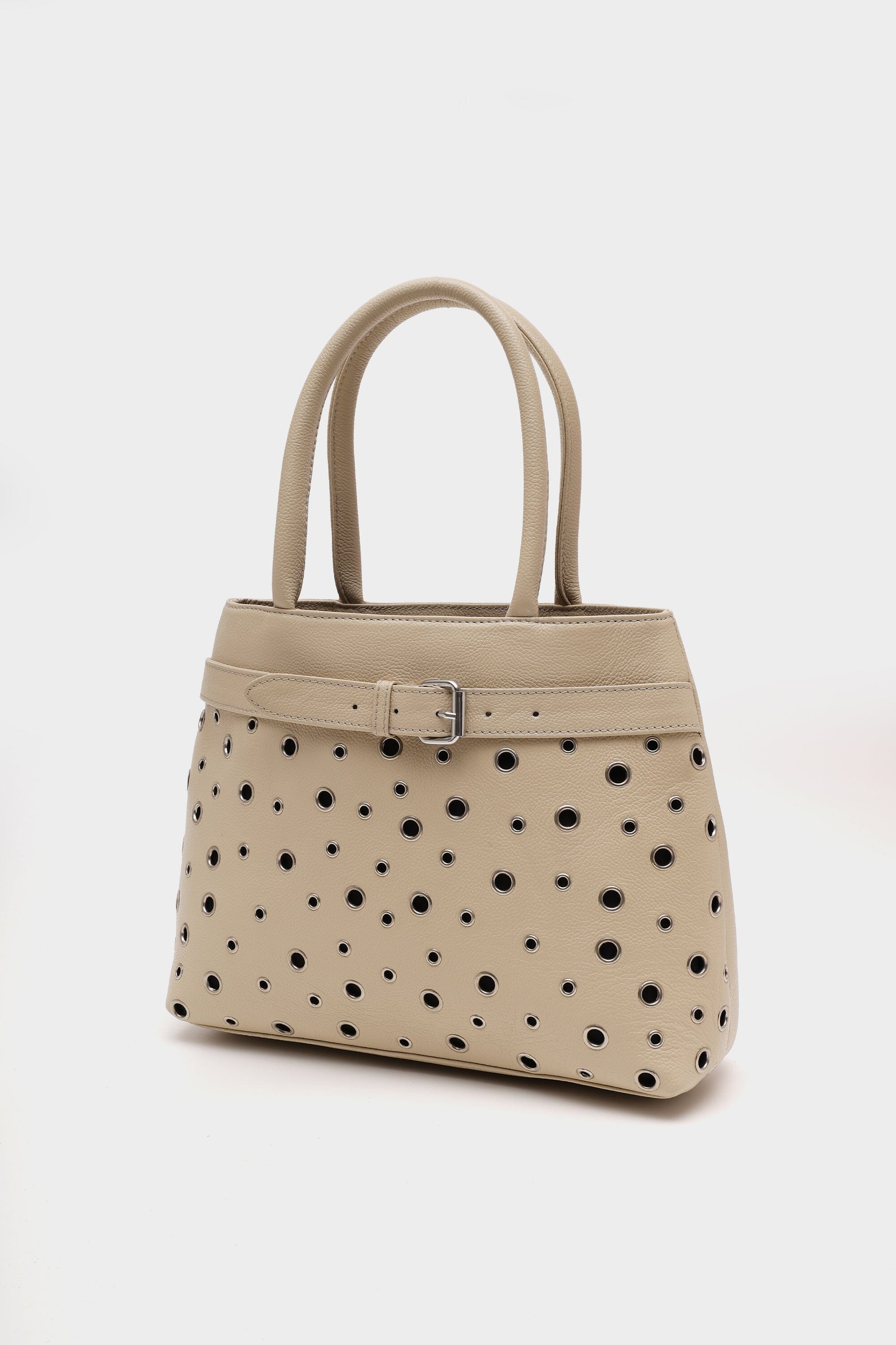 Becky in Pebbled Off White Leather