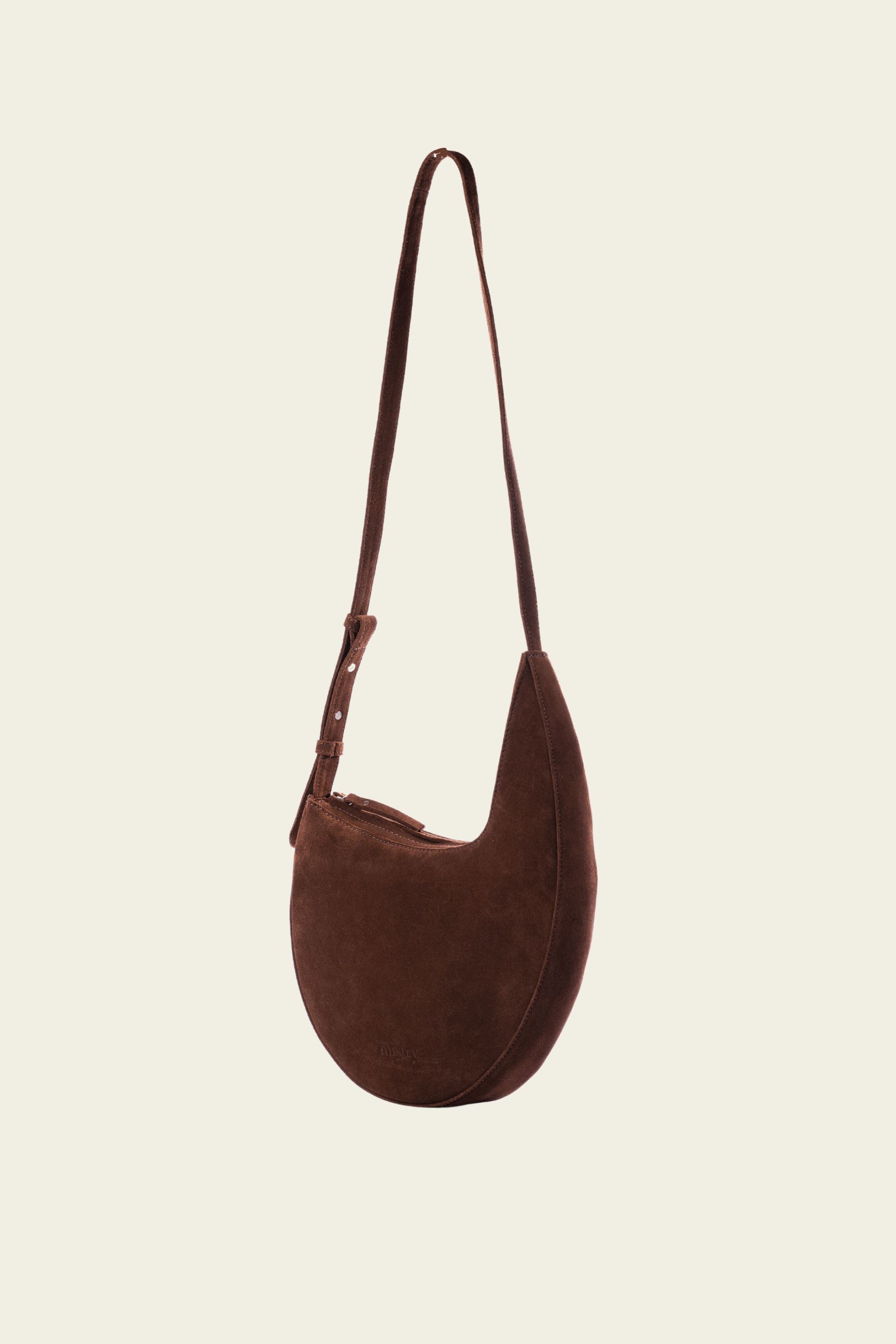 Luna Crossbody Bag in Brown Suede