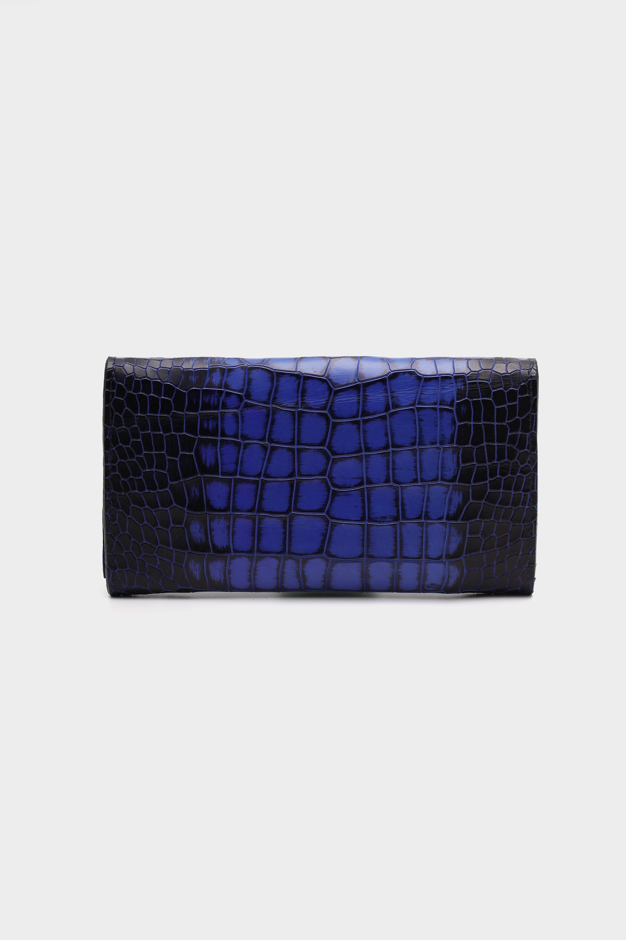 Croc-Embossed Leather Wallet In Midnight Blue