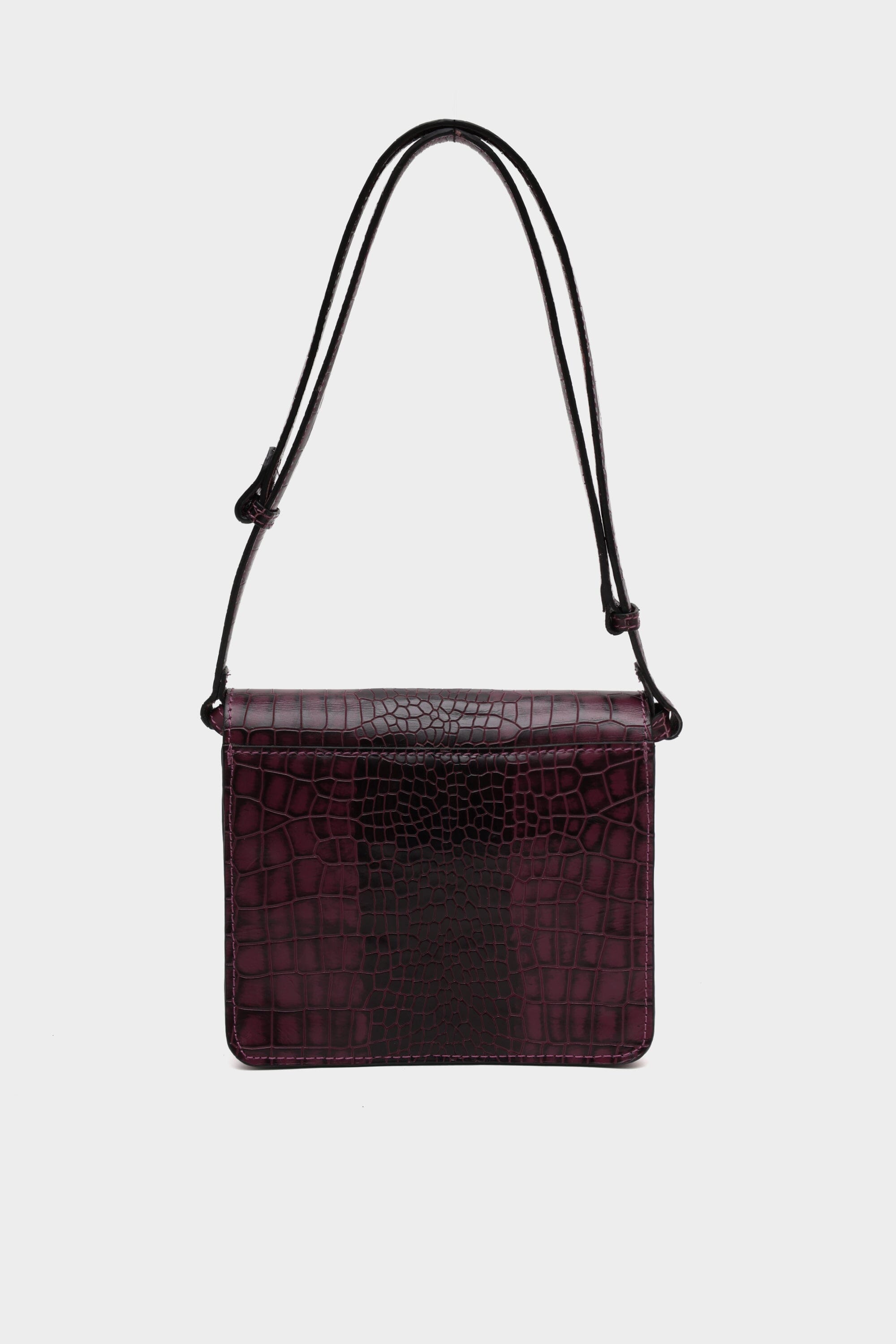 Classic Flap Croc Embossed Bag in Mulberry