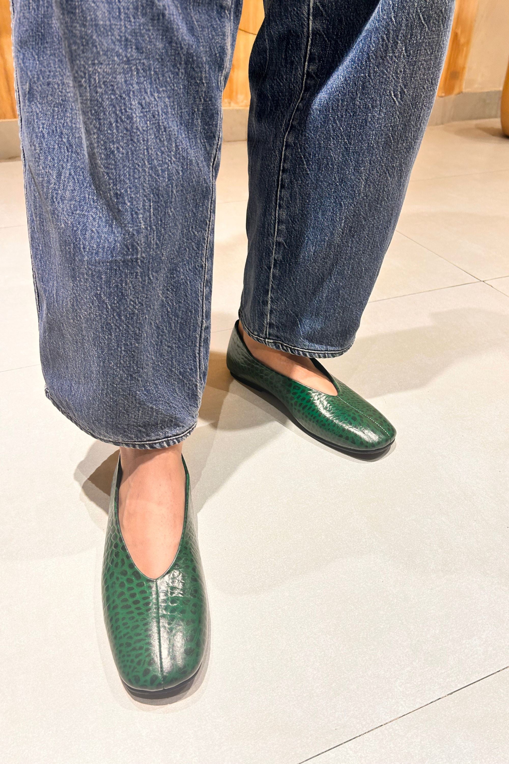 Ballet Flats in Forest Green