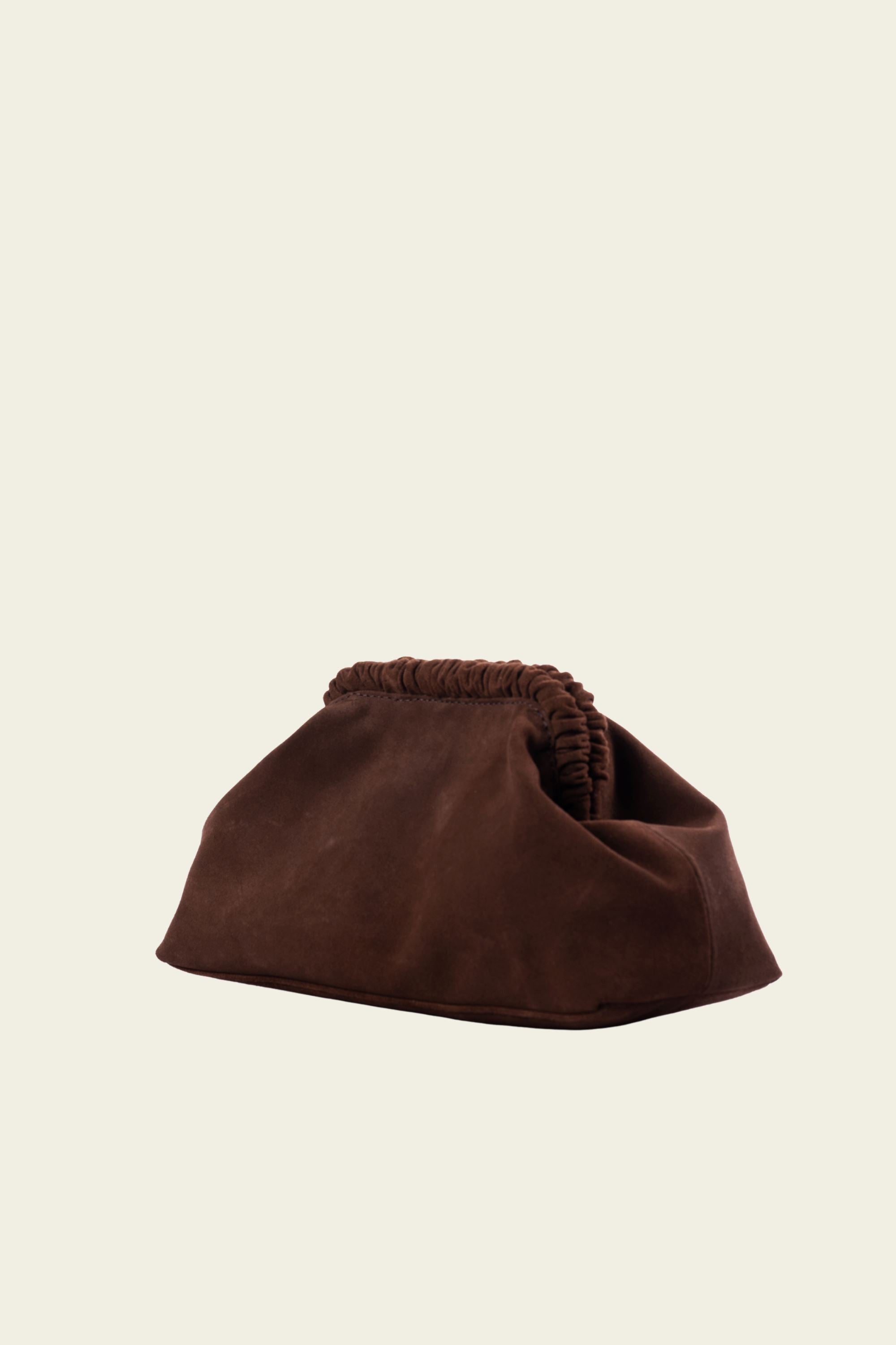 Slouch Leather Clutch in Brown Suede