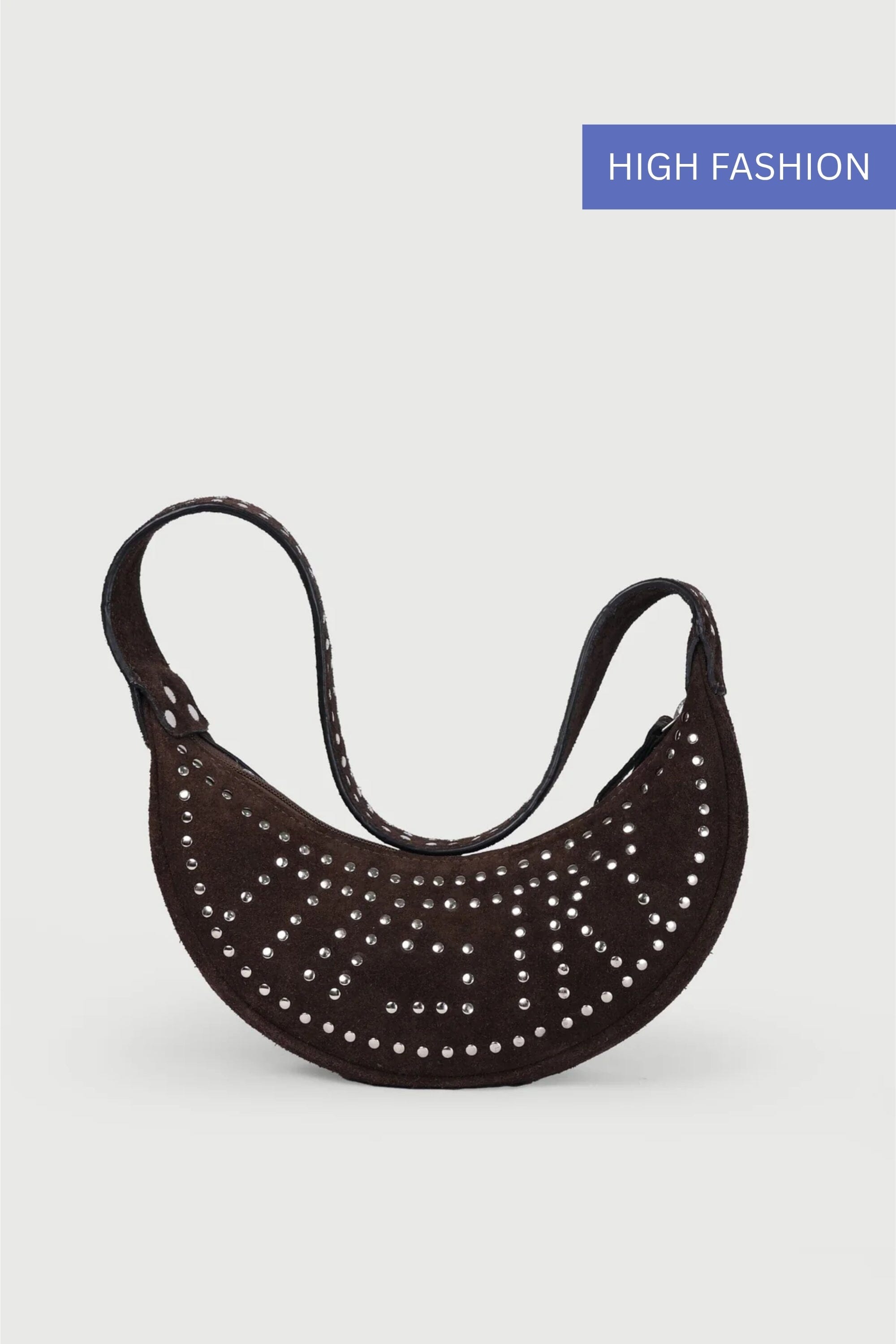 Selena with Rivets - Brown suede