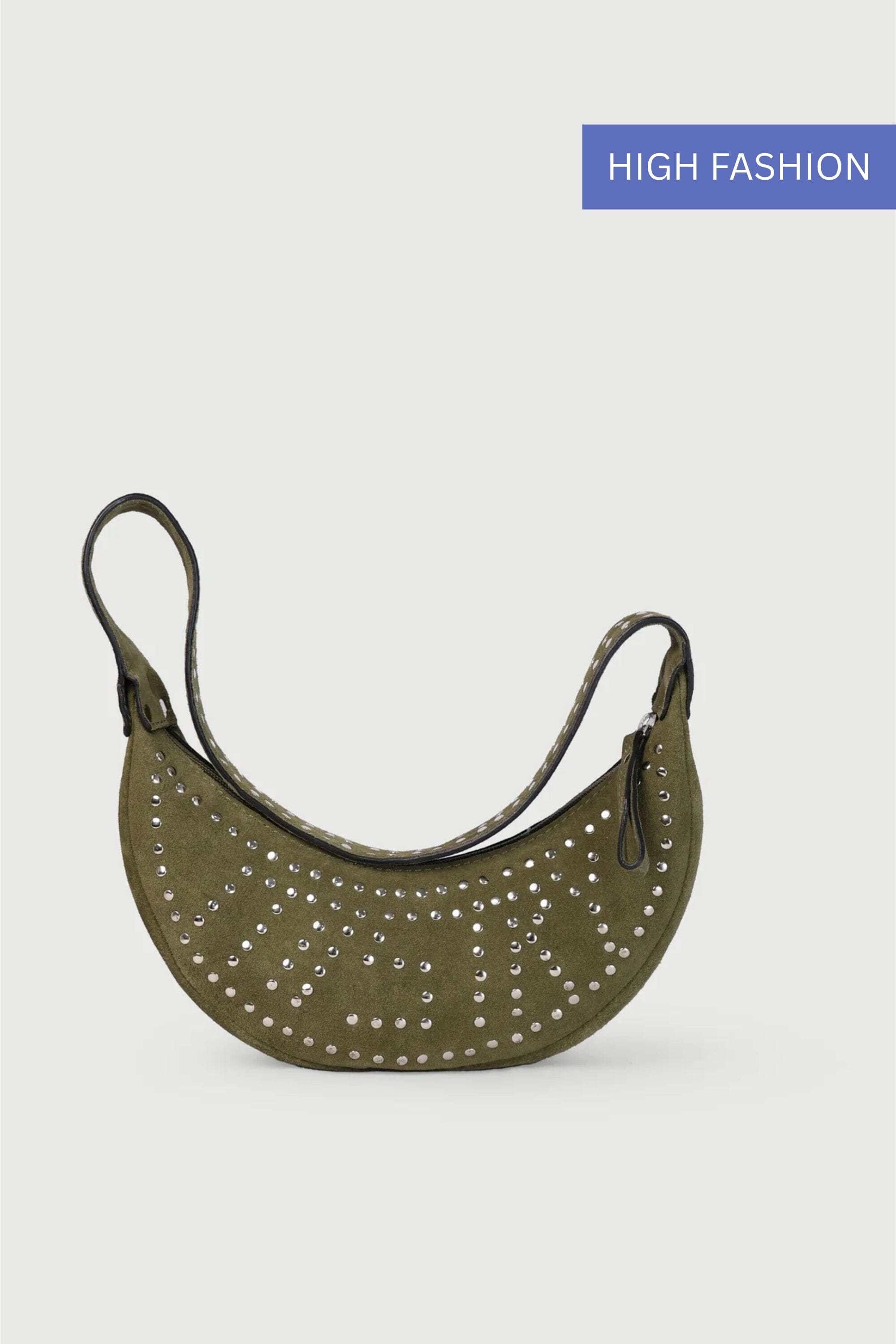 Selena with Rivets - Olive green Suede