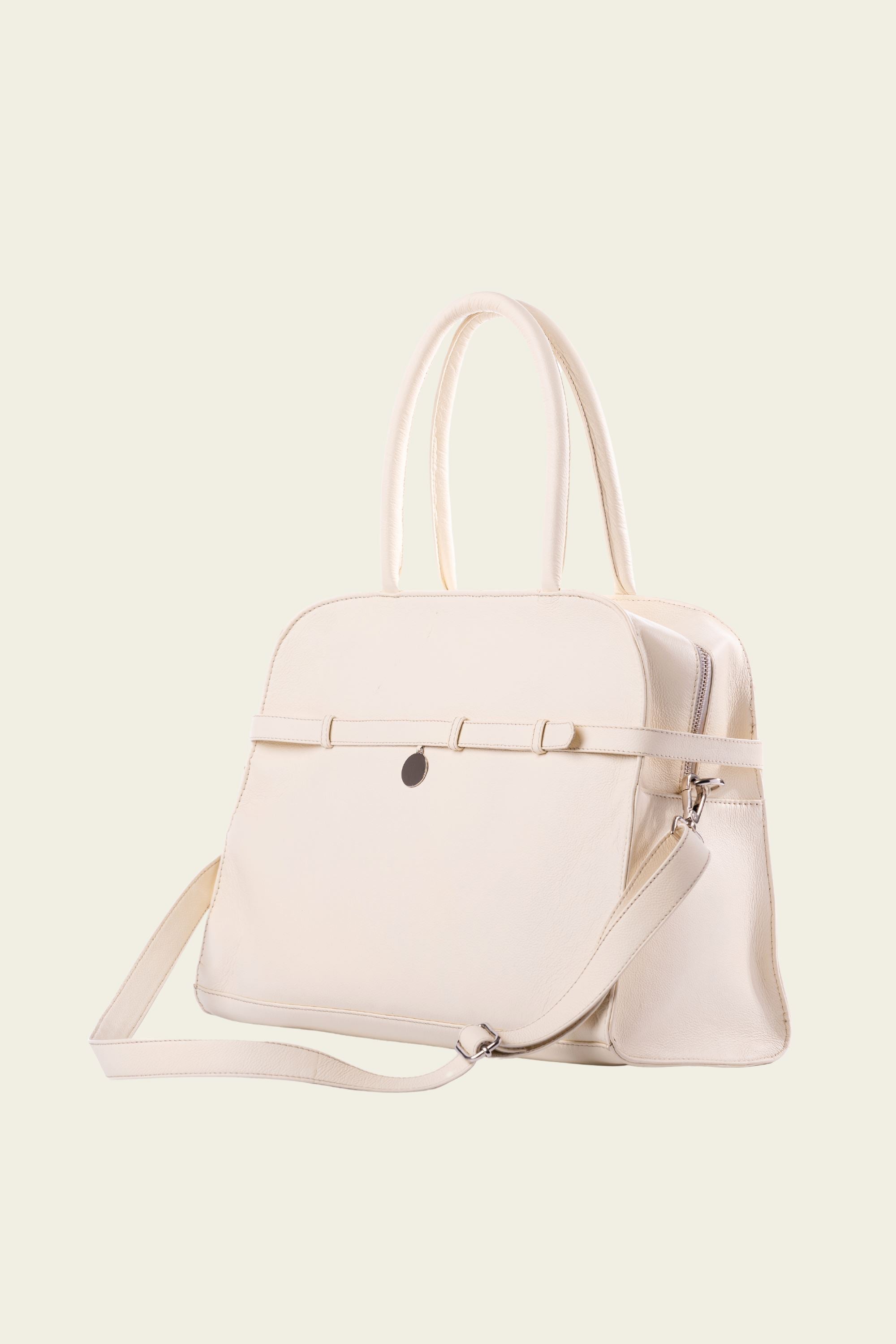 Carryall Tote in Pebbled White Leather