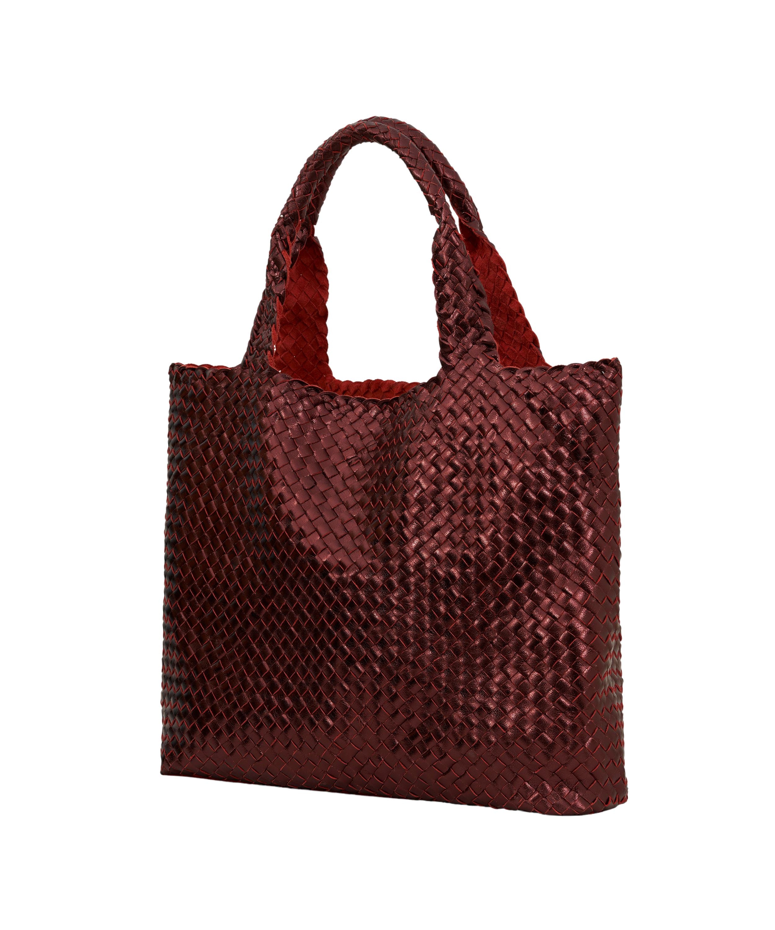 Joie Woven Tote in Metallic Red