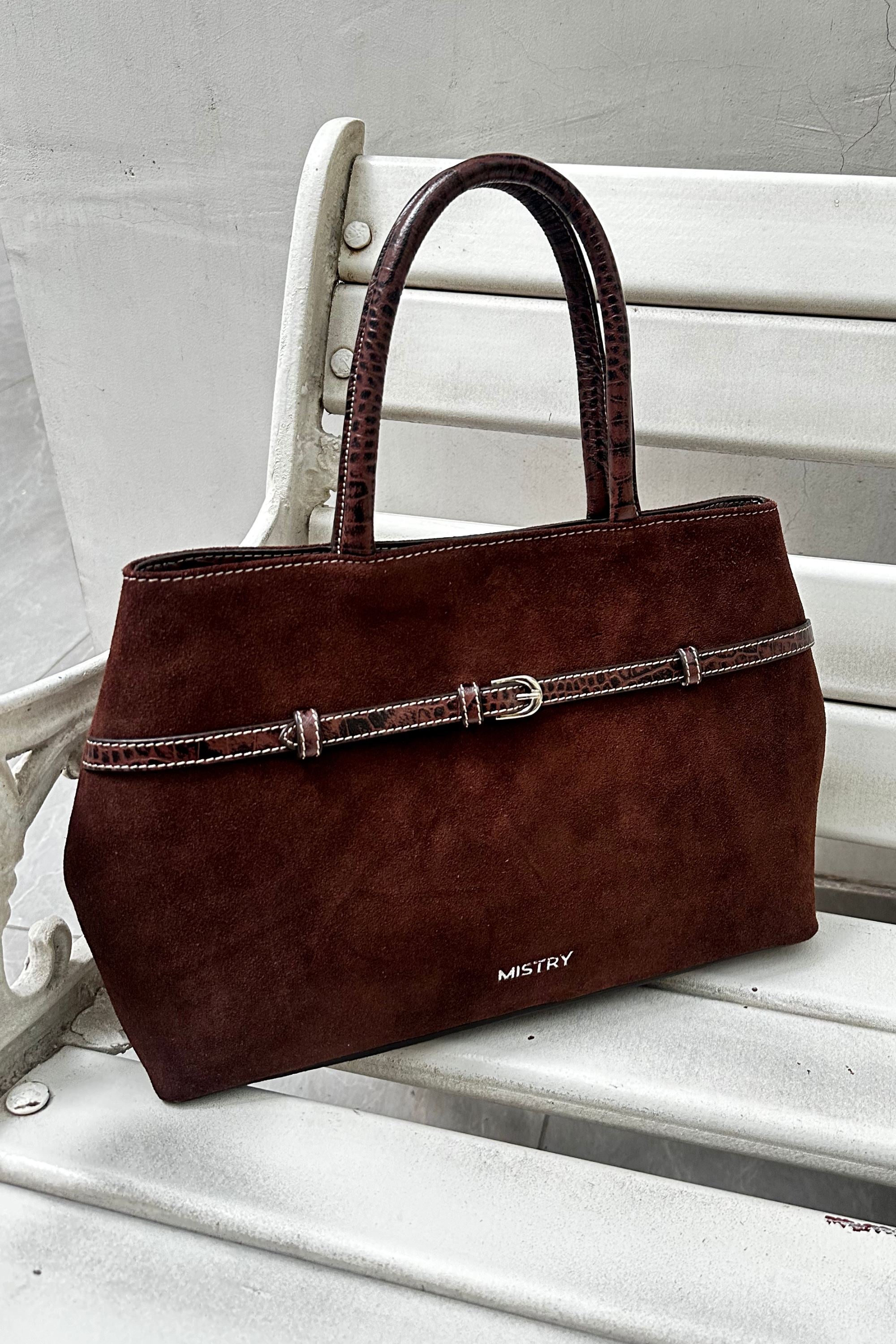 Demi Handbag in Brown Suede