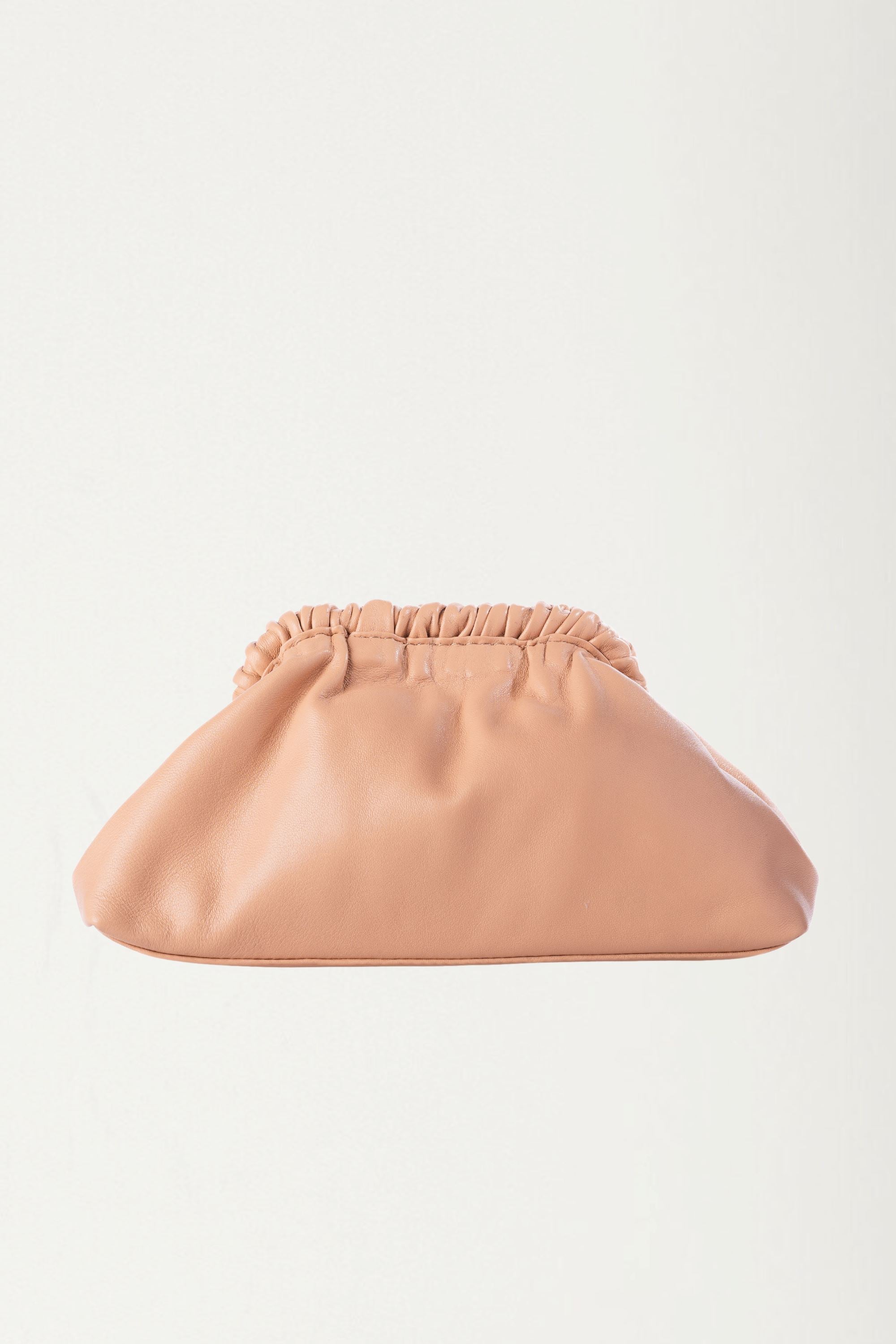 Slouch Leather Clutch in Pebbled Tan