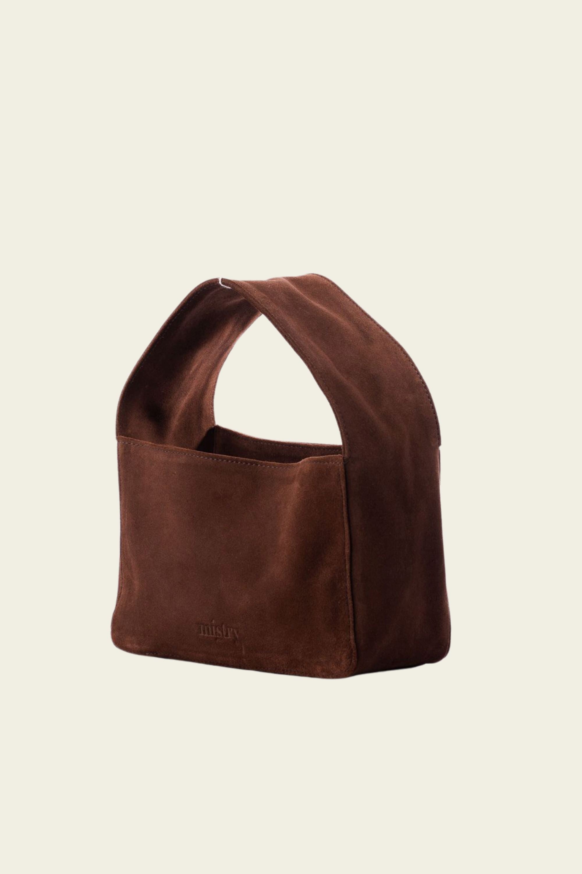 Baby Bento Handbag in Brown Suede