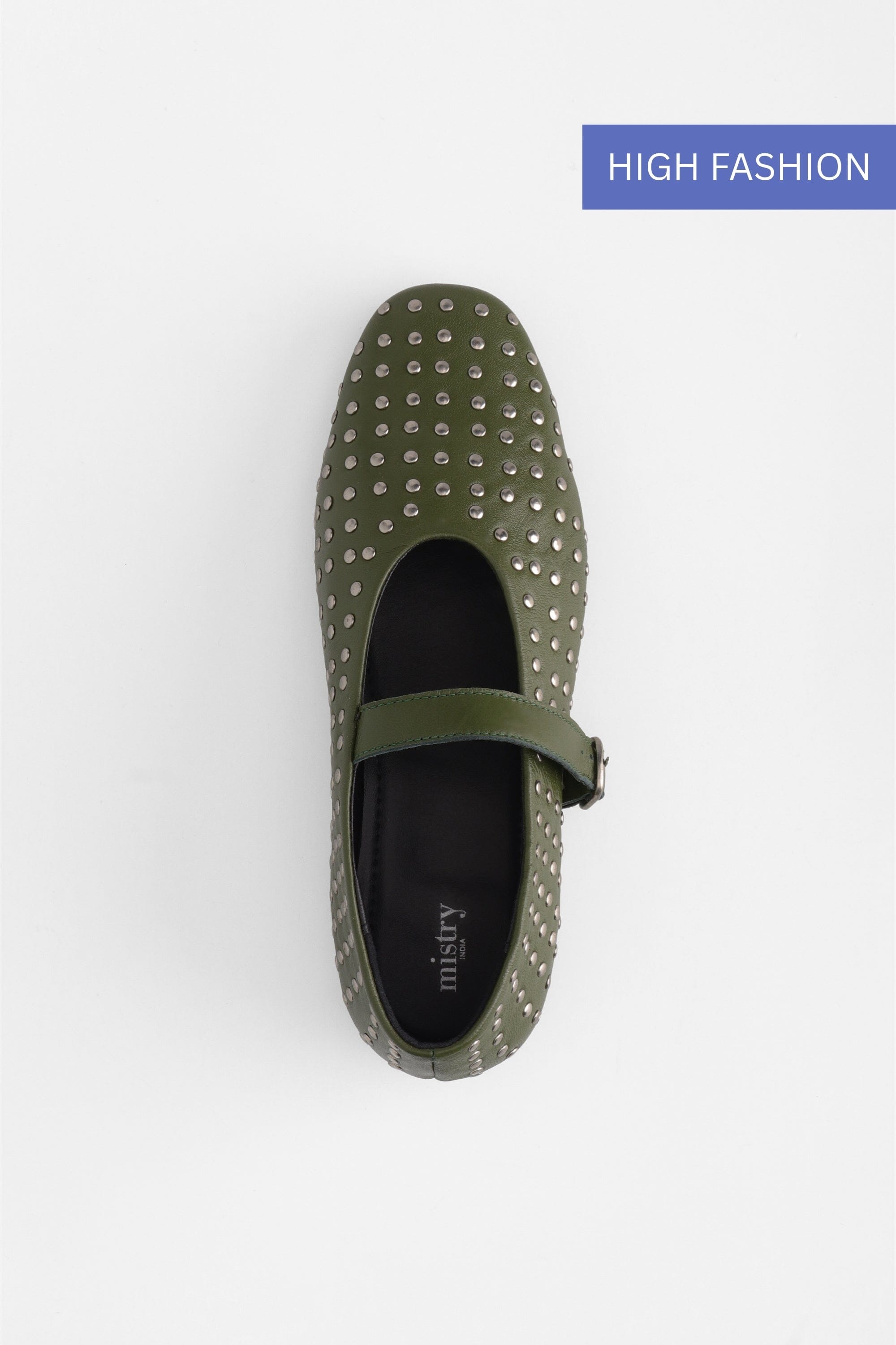 Olive Green Ballet Flats with Rivets