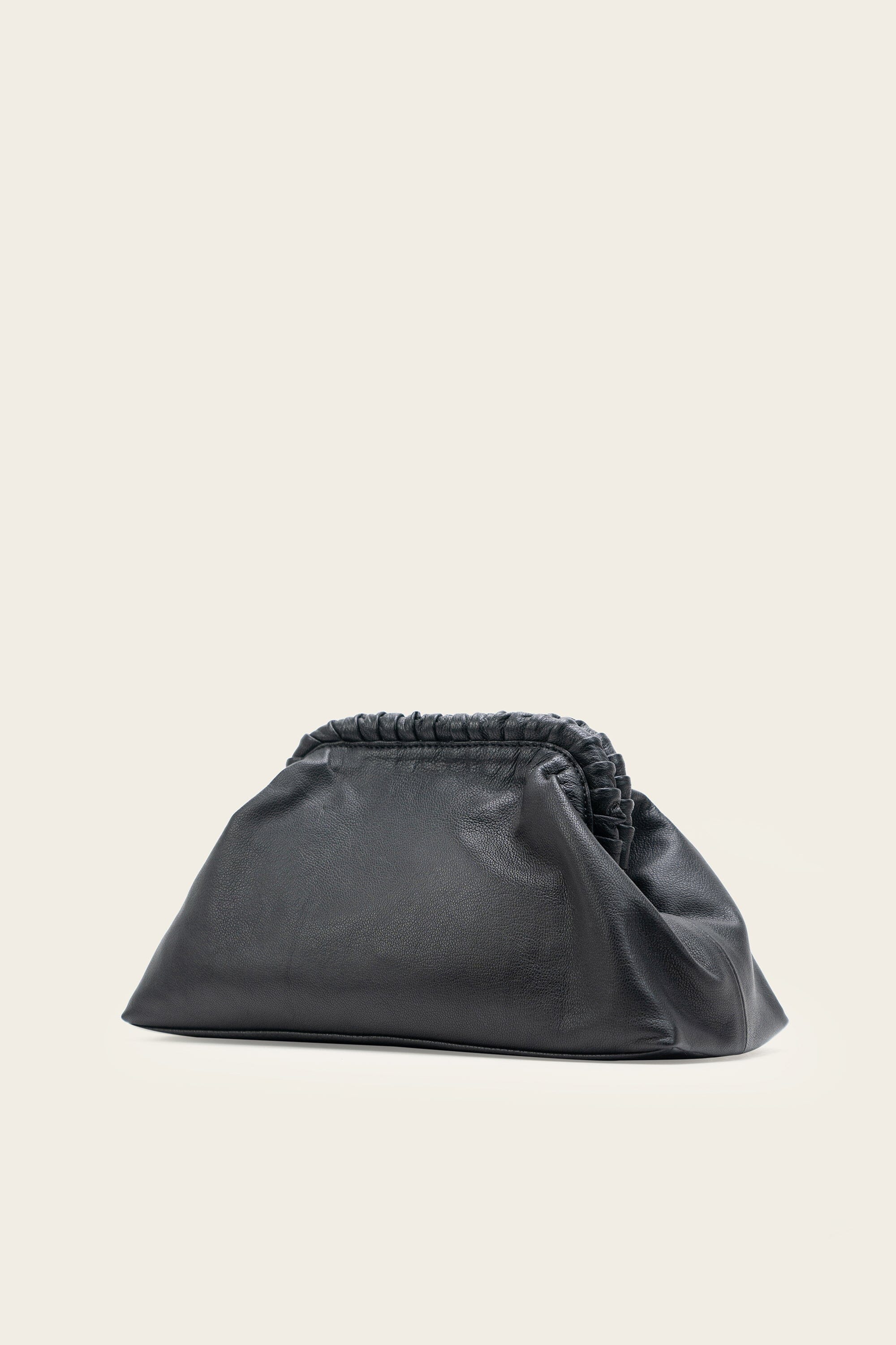 Slouch Leather Clutch in Black