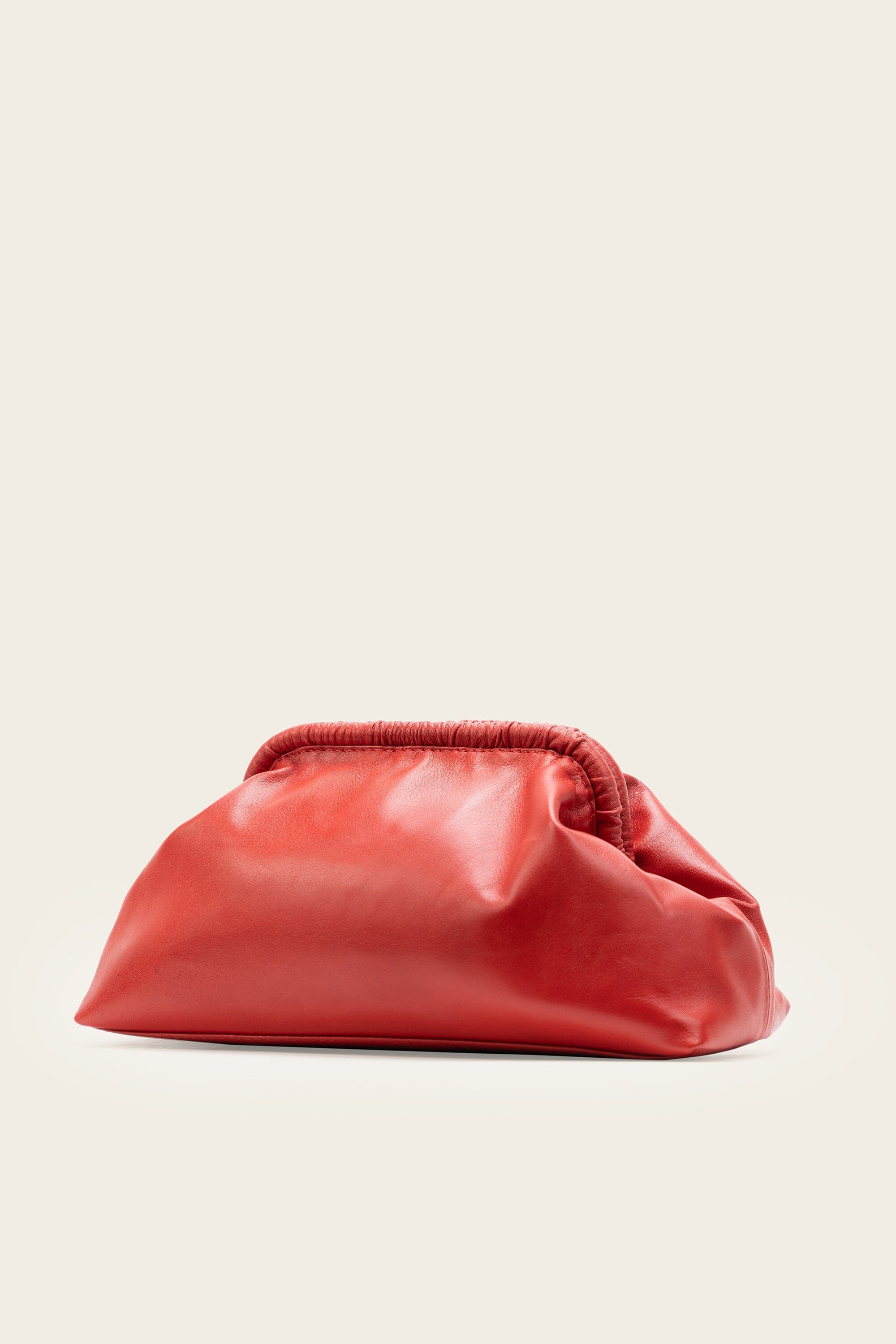 Slouch Leather Clutch in Red