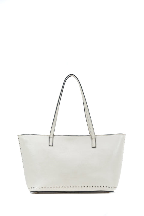 Basic Tote Petite in Off White with Studs