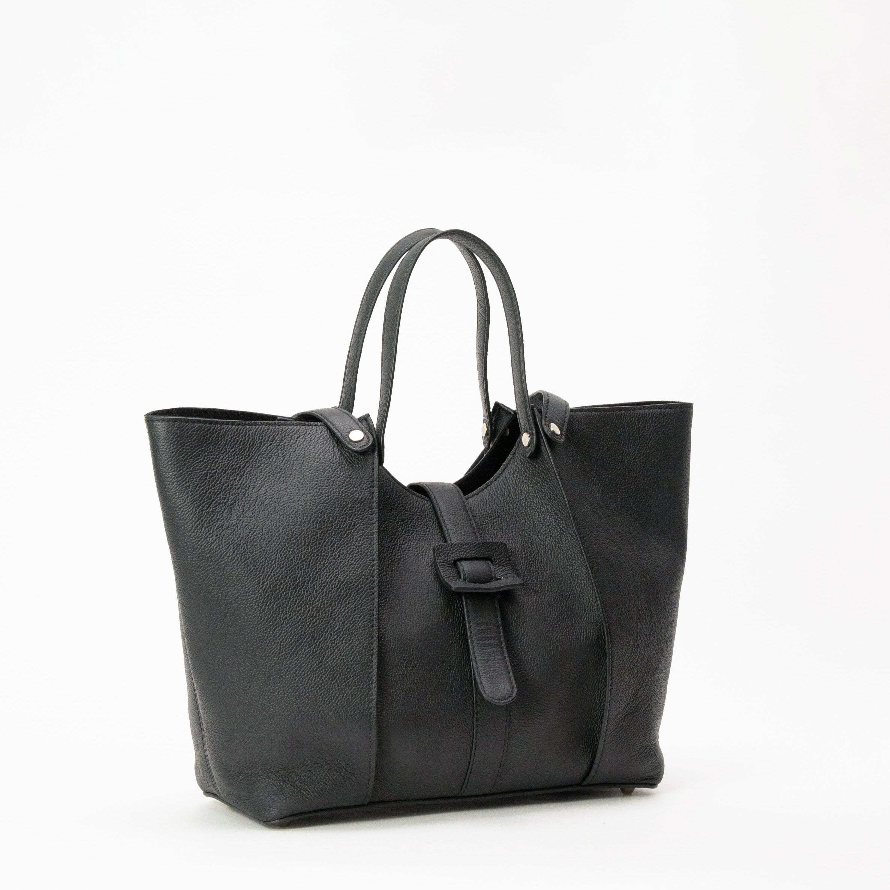 Madison Tote in Pebbled Black