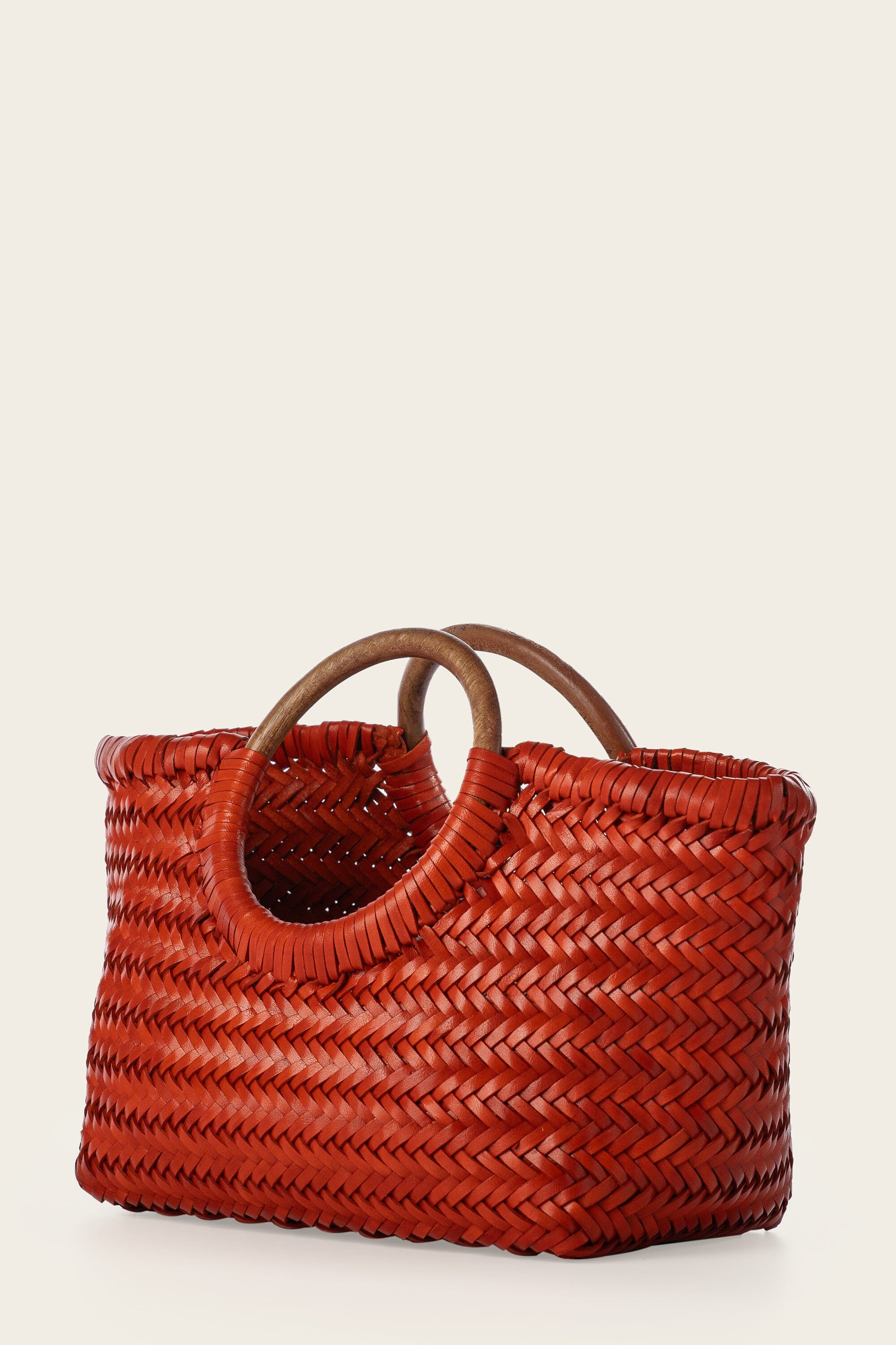 Gambino Clutch in Mandarin with Wooden Handles