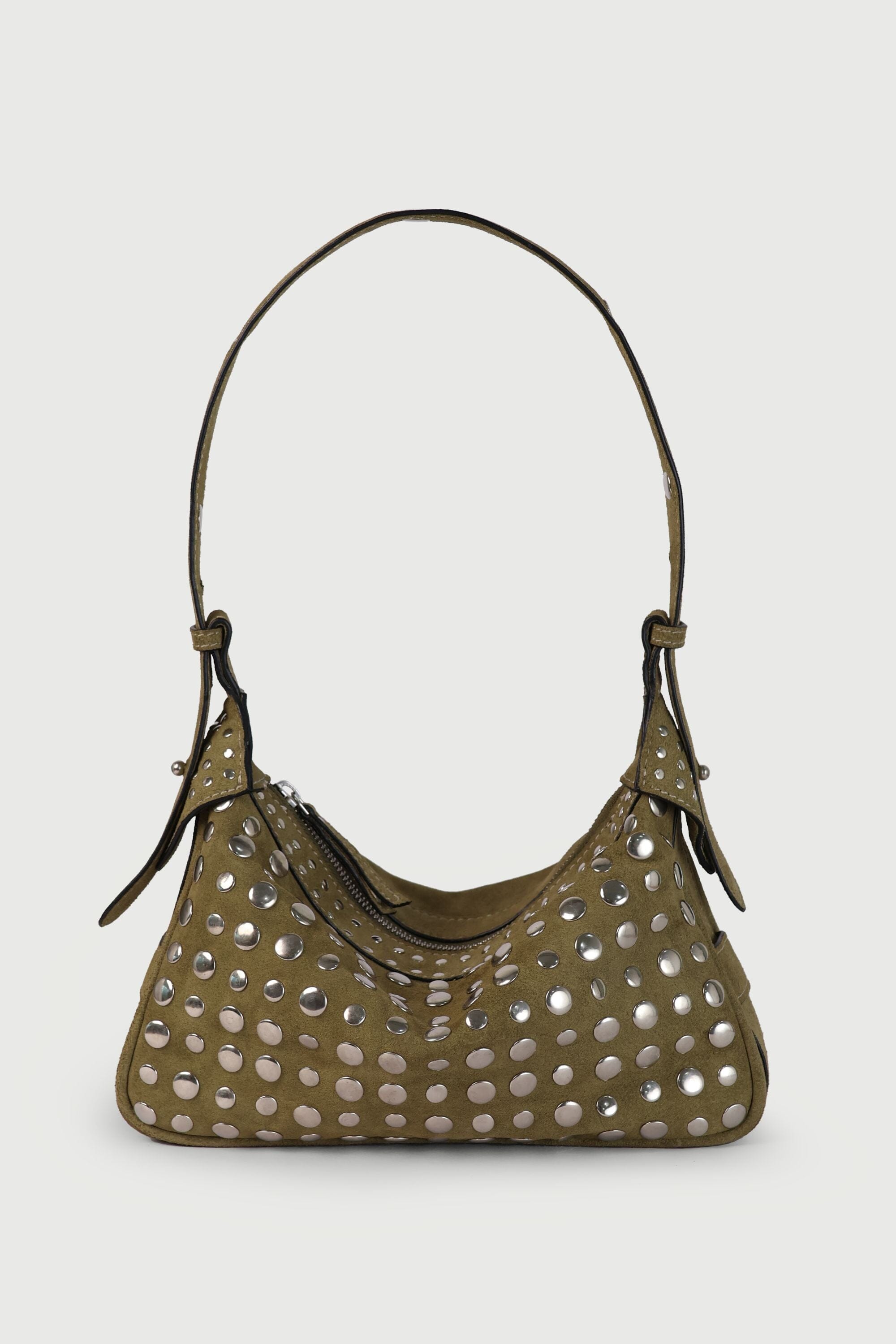 Icon Studded Baguette in Olive Green