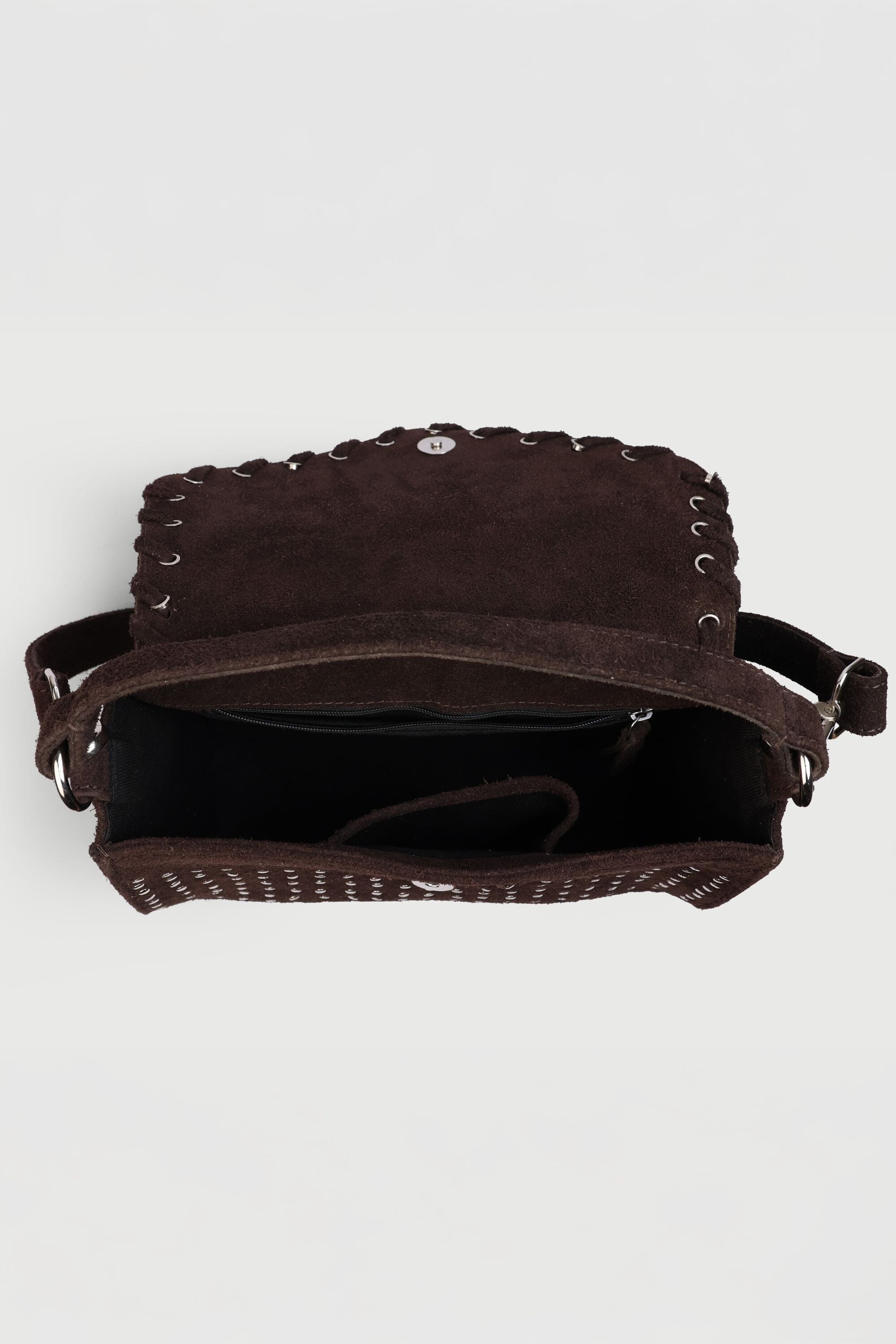 Icon Flap Bag in Brown Suede