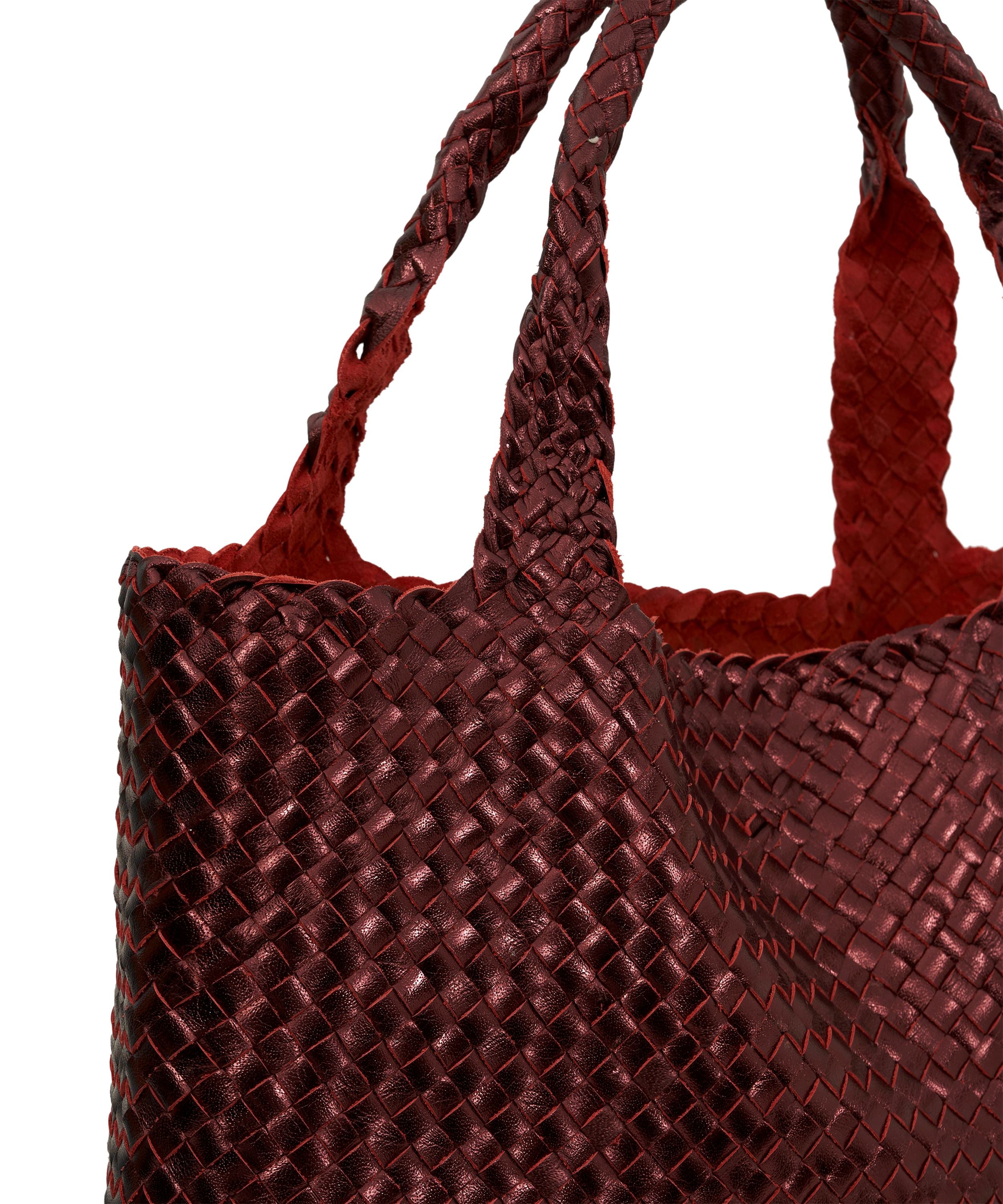Joie Woven Tote in Metallic Red