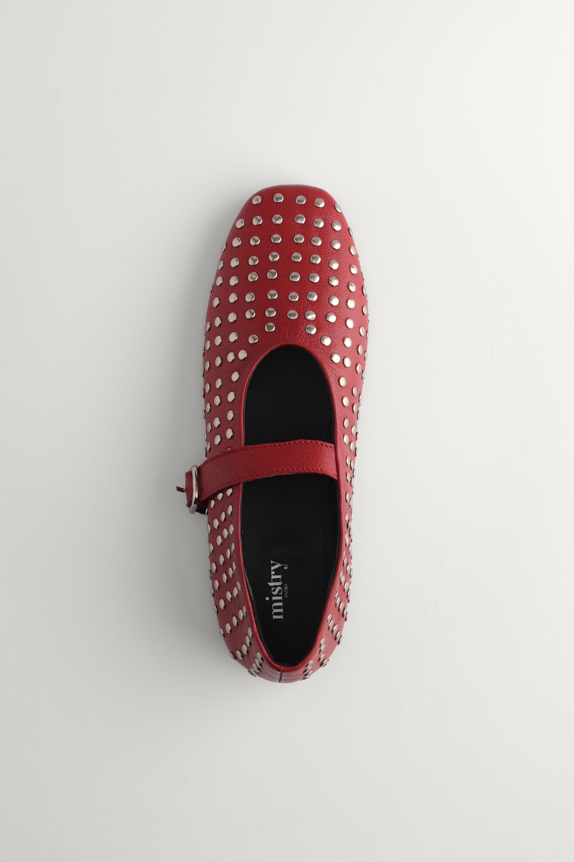 Red Ballet Flats with Rivets