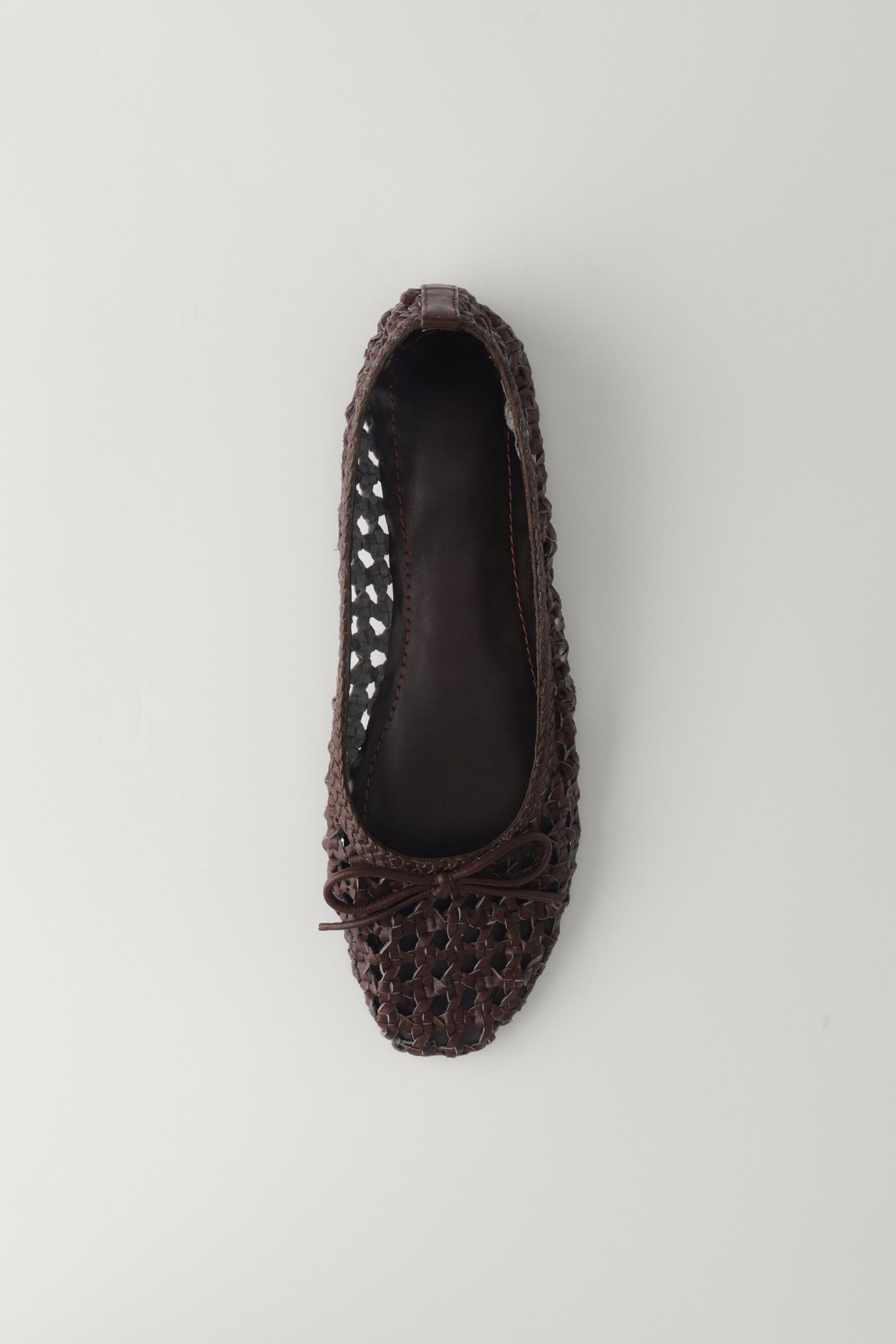 Woven Leather Ballerinas in Brown