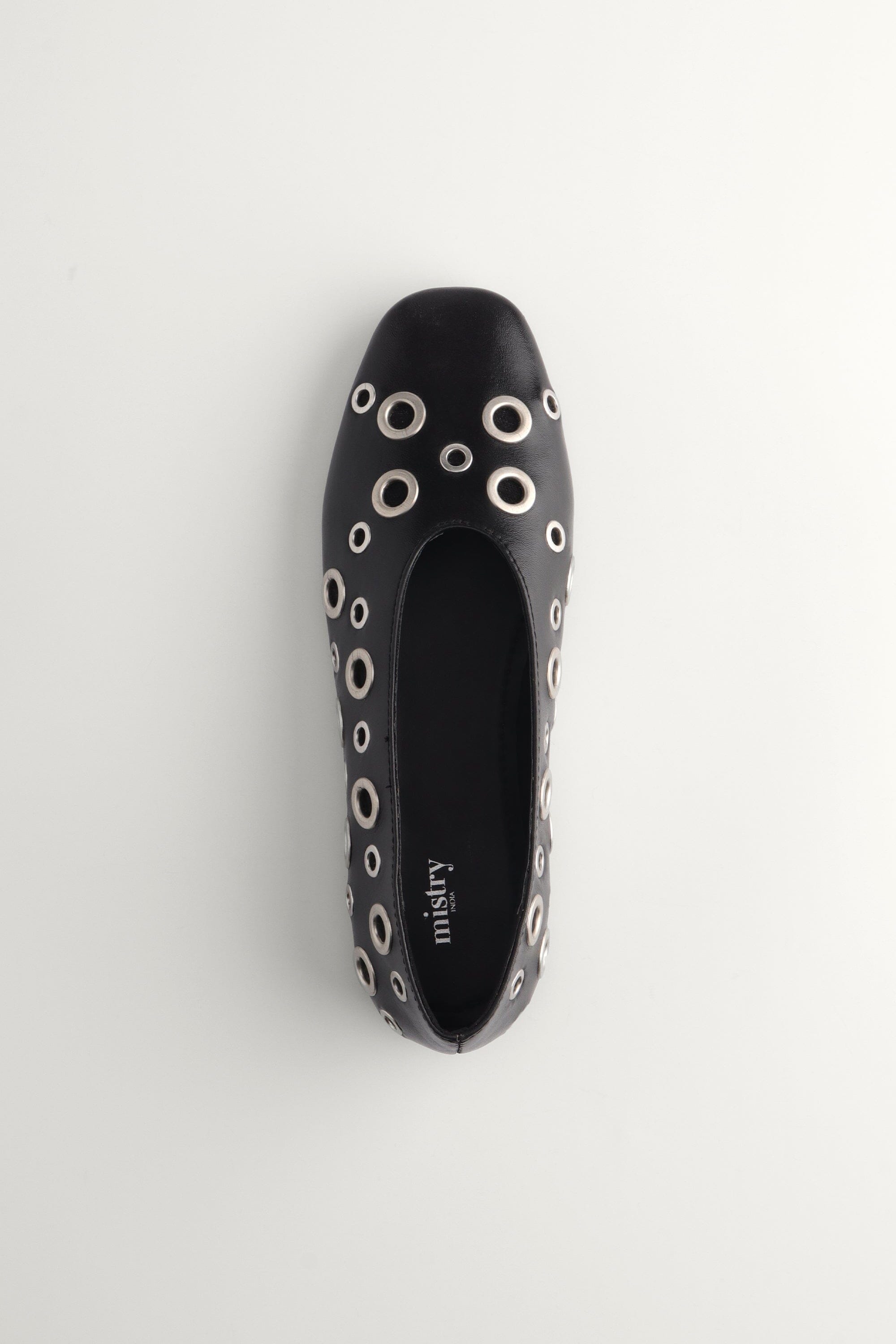 Black Ballet Flats with Eyelets