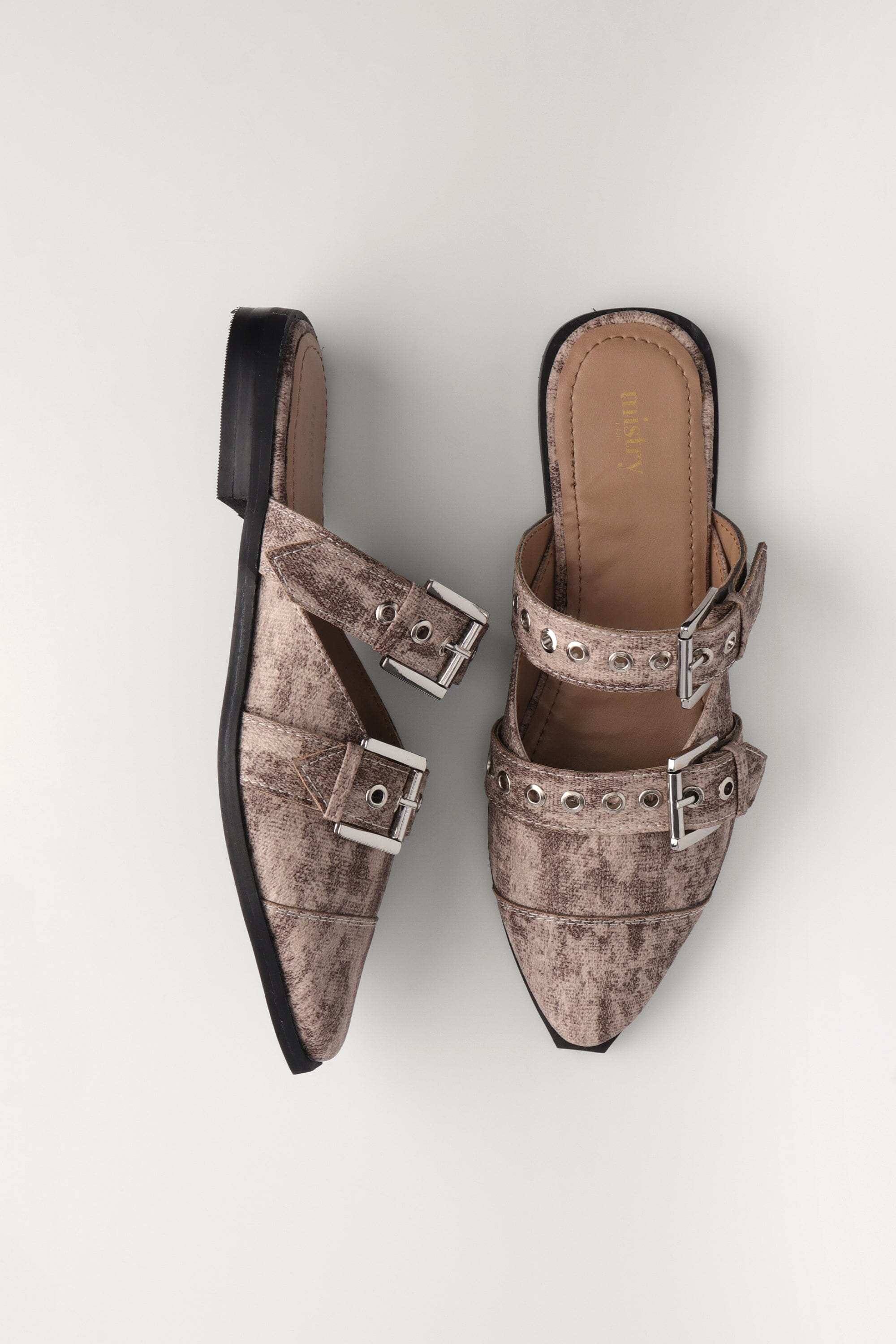 Mules in Camo Brown