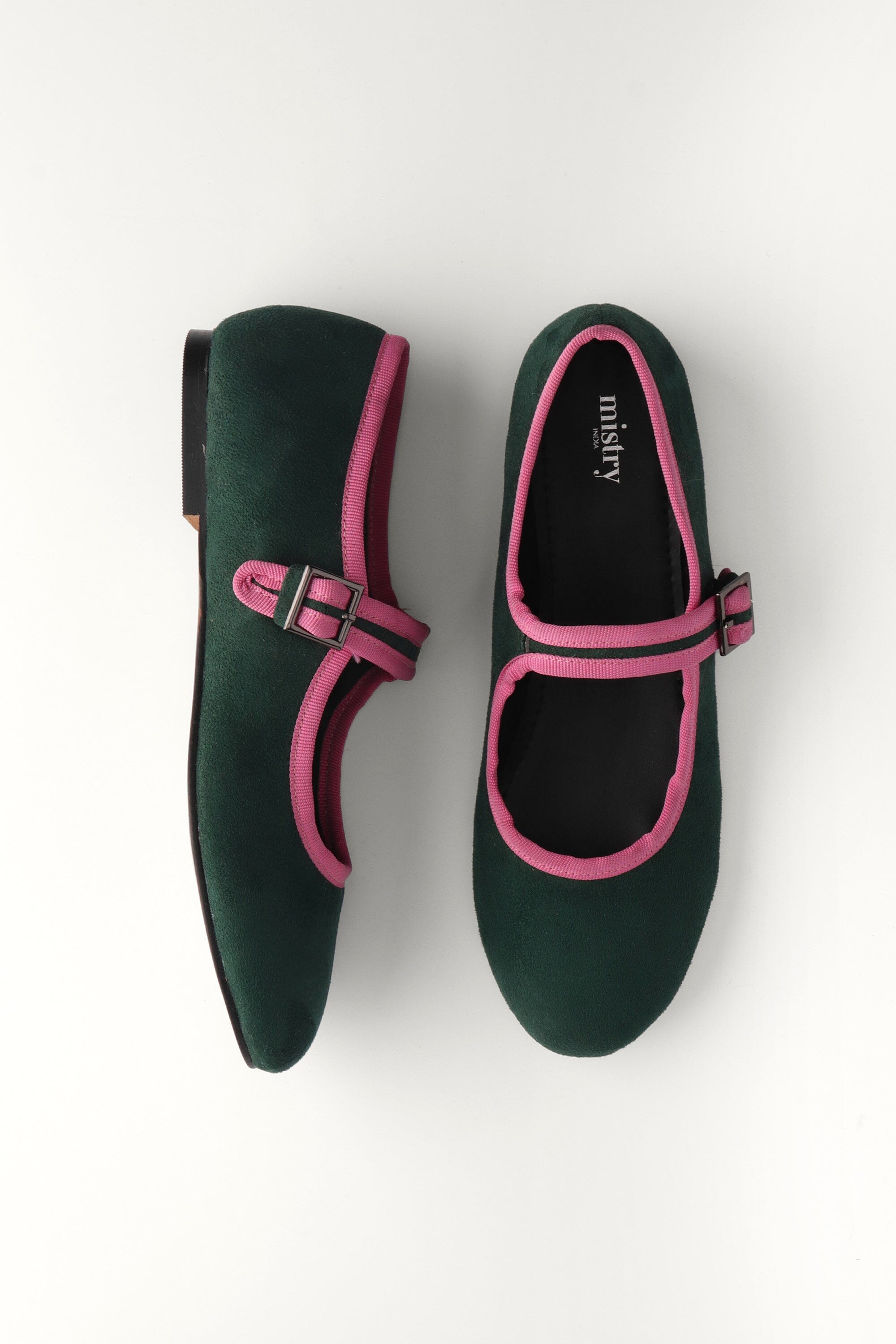 Suede Ballerinas in Emerald