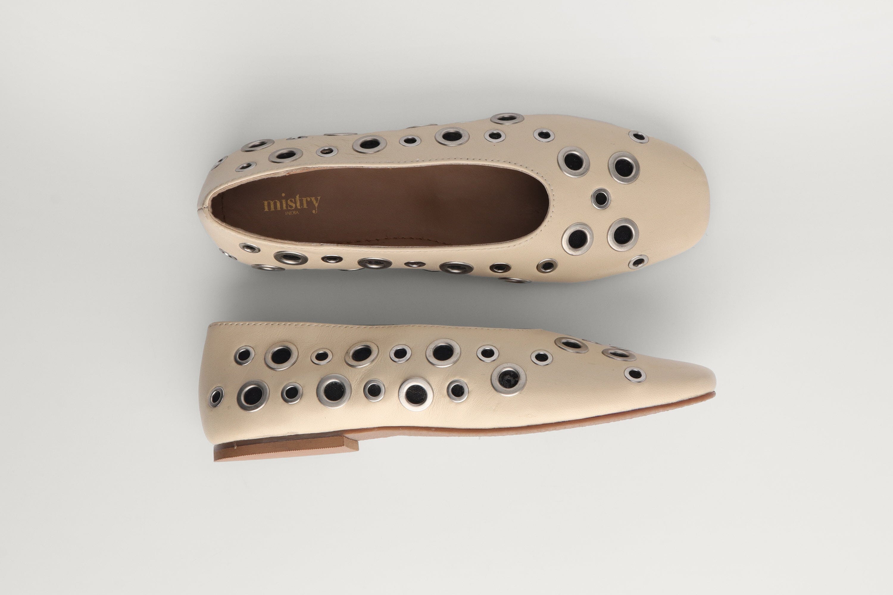 Ecru Ballet Flats with Eyelets