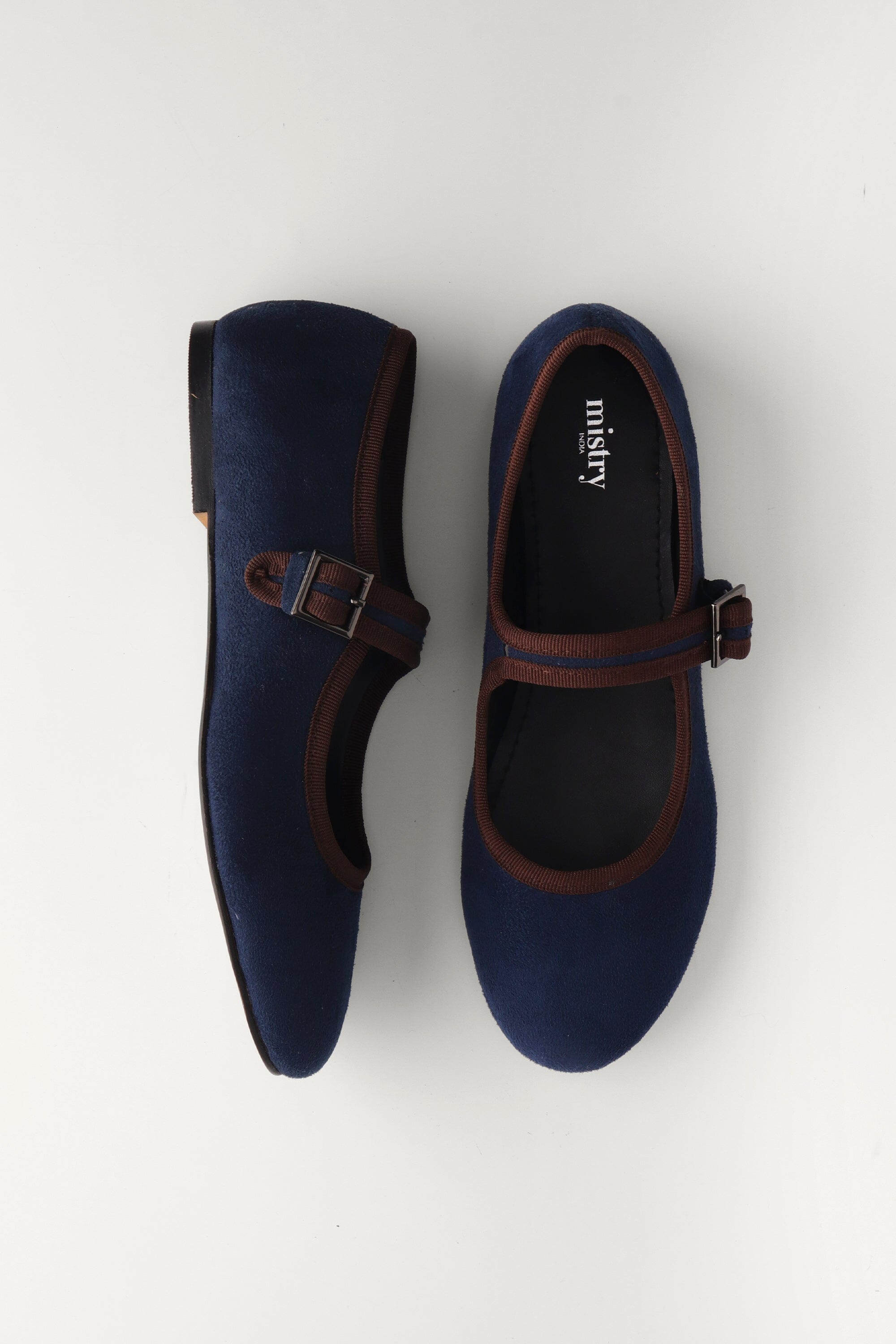 Suede Ballerinas in Navy Blue