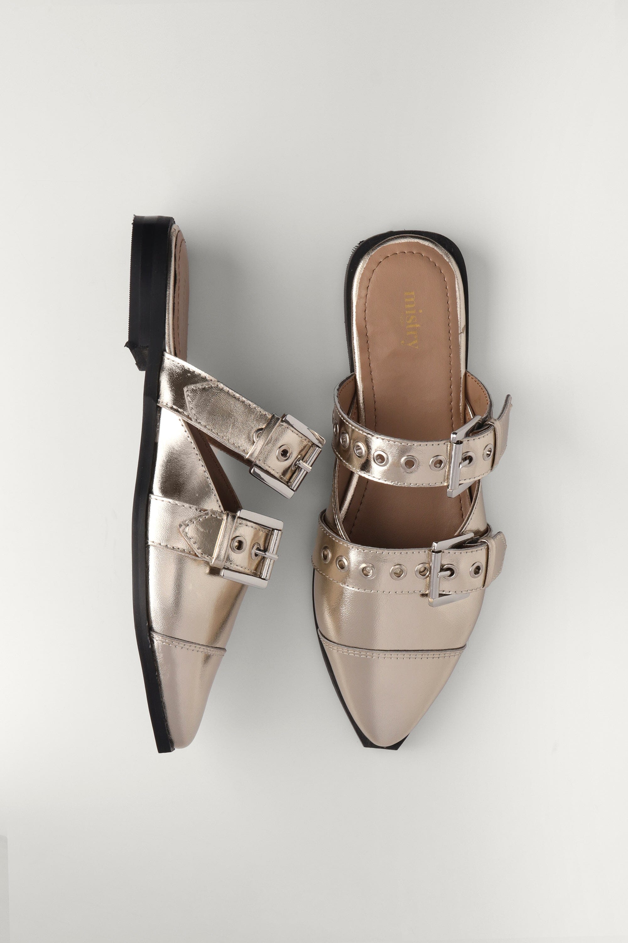 Leather Mules in Champagne