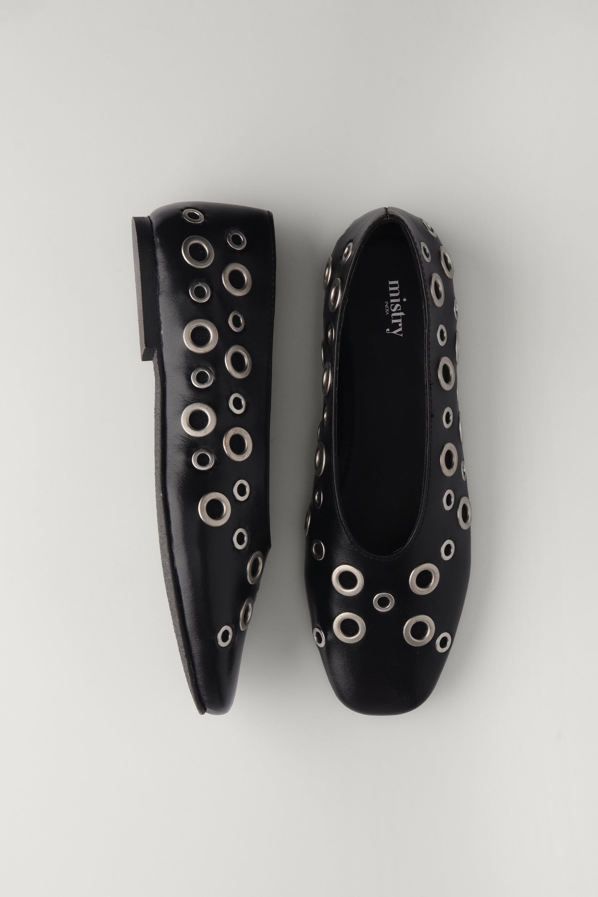 Black Ballet Flats with Eyelets