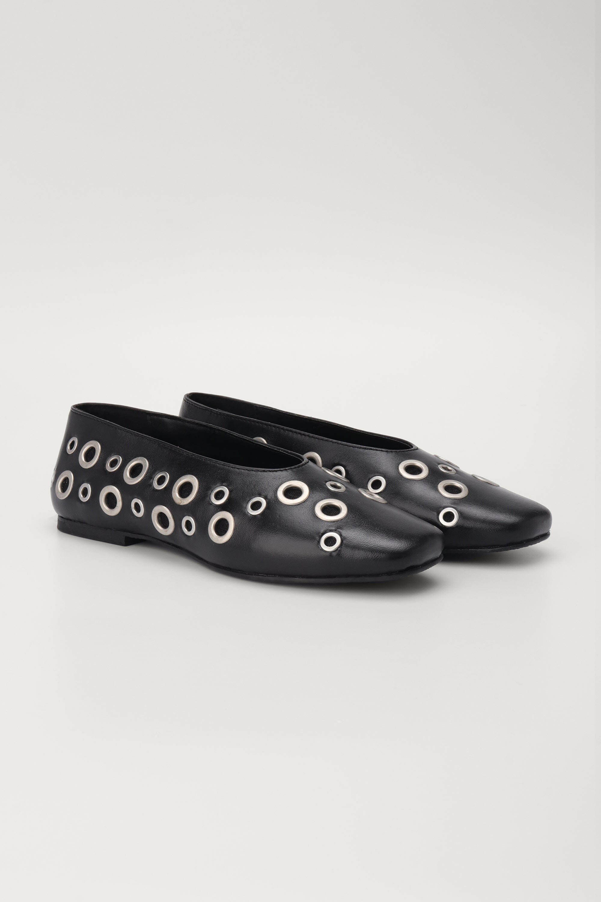 Black Ballet Flats with Eyelets