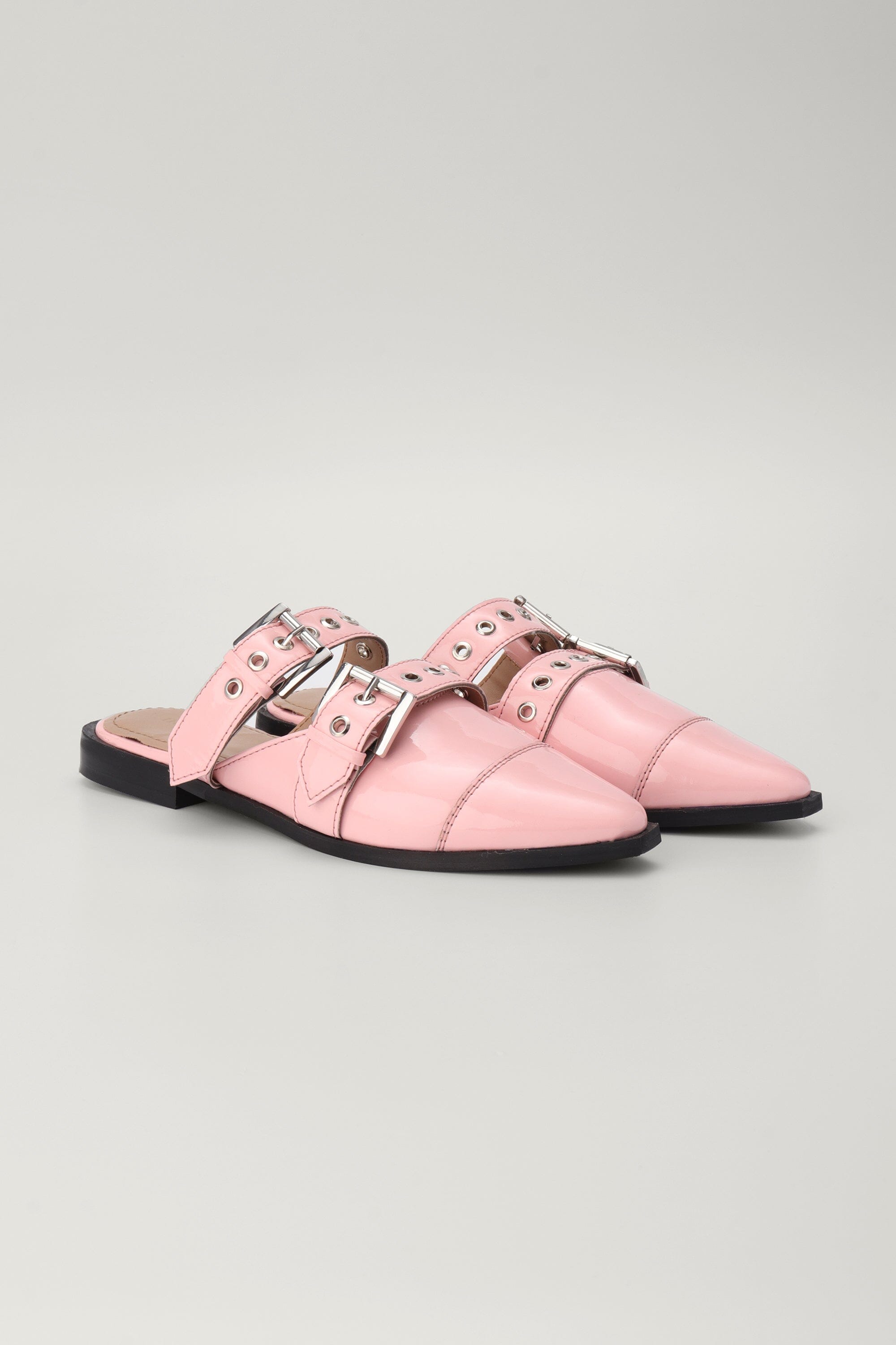 Leather Mules in Pink Patent