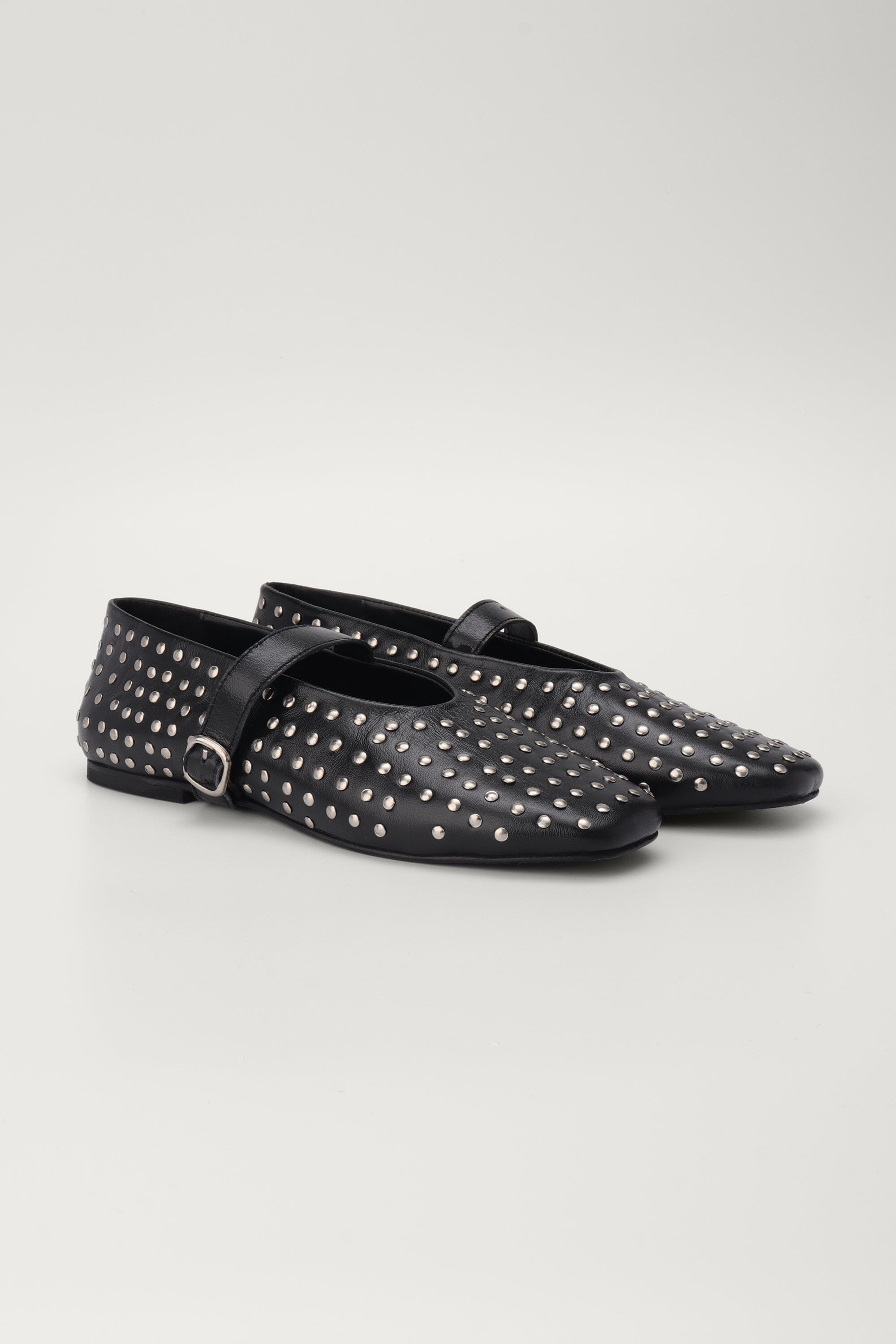 Black Ballet Flats with Rivets