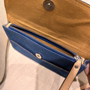 Denim Leather Wallet with Stud Details