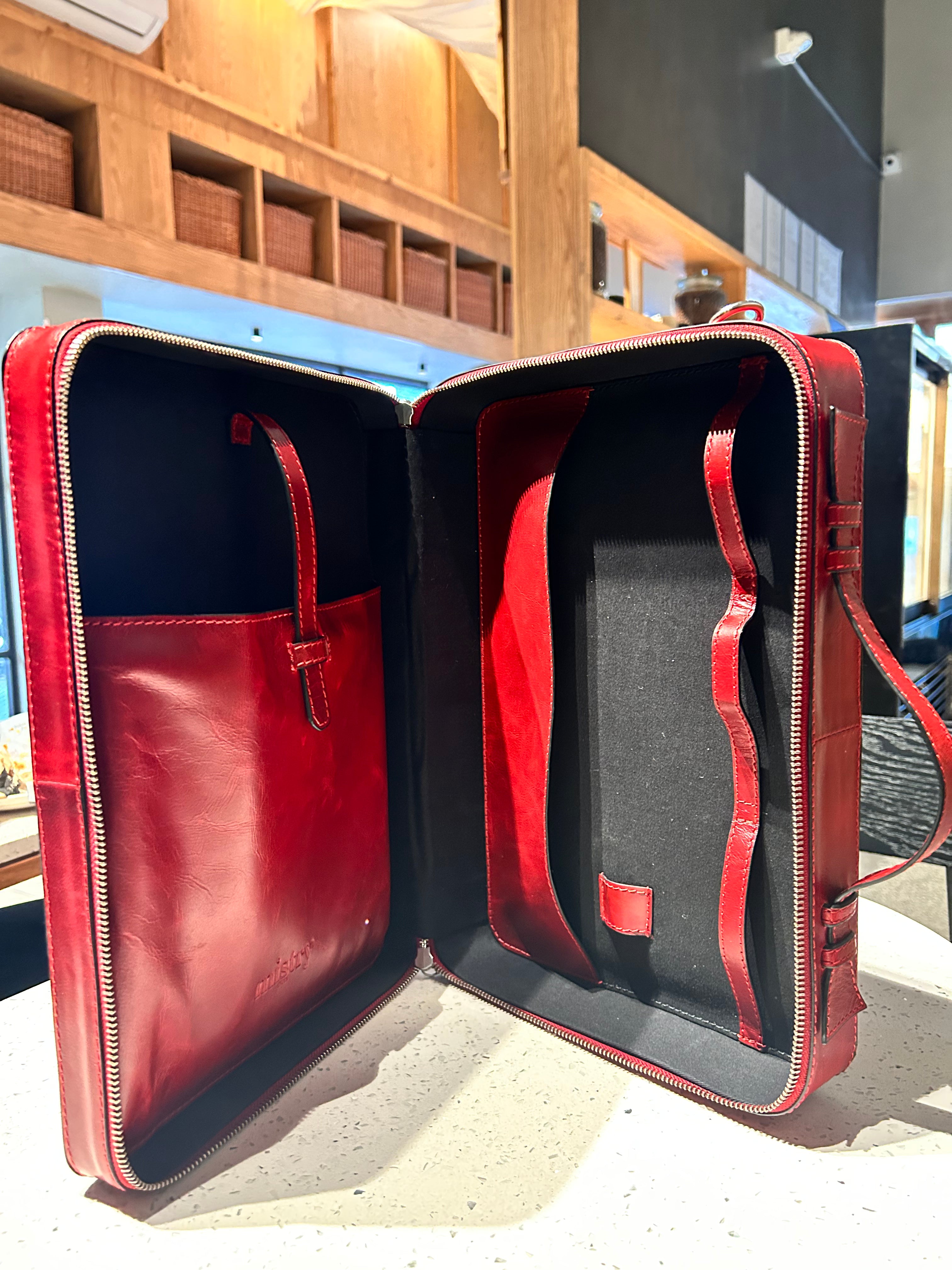 Limited Edition Briefcase In Deep Red with Crossbody Strap